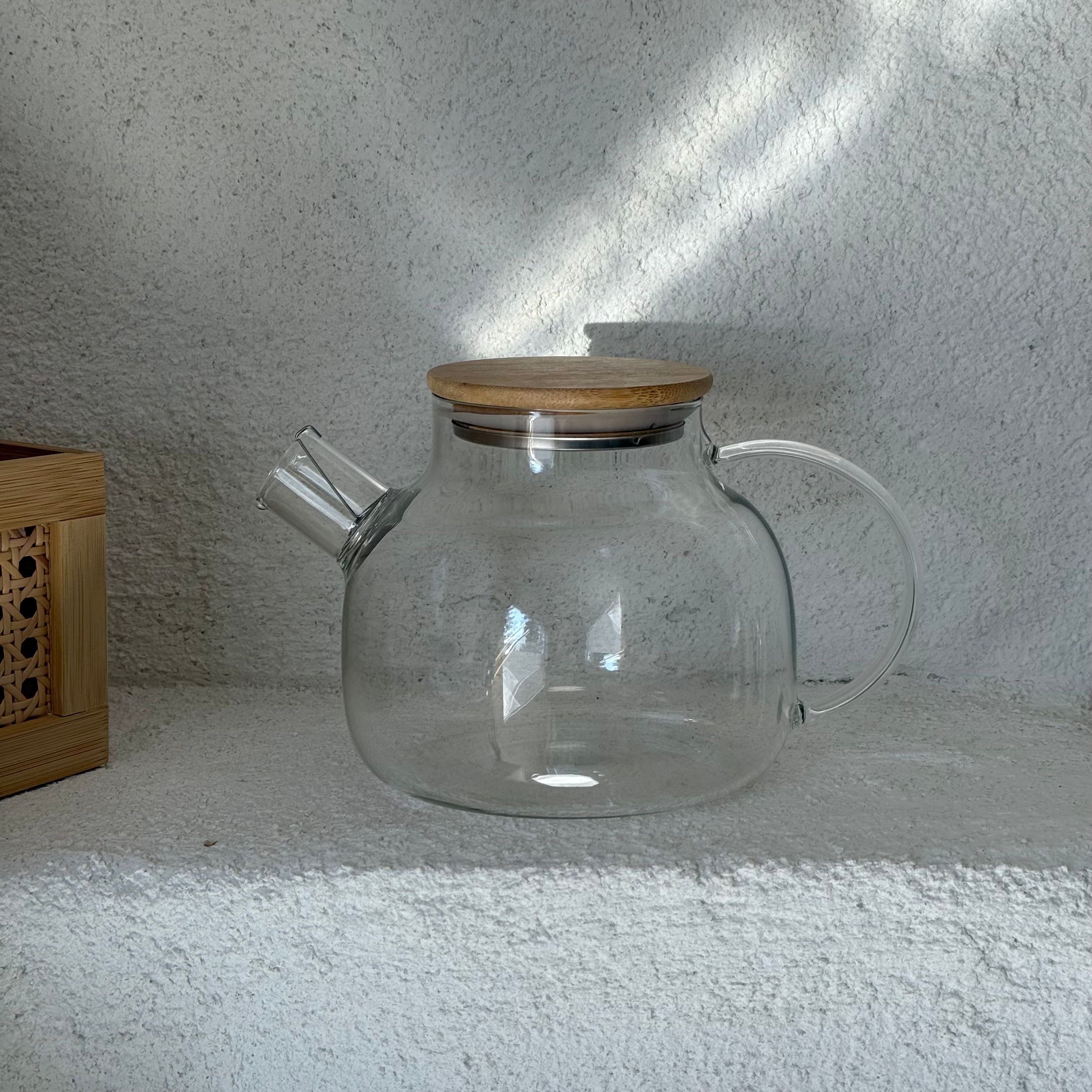 Linela Bambu Kapaklı Borosilikat Demlik 1 Litre 