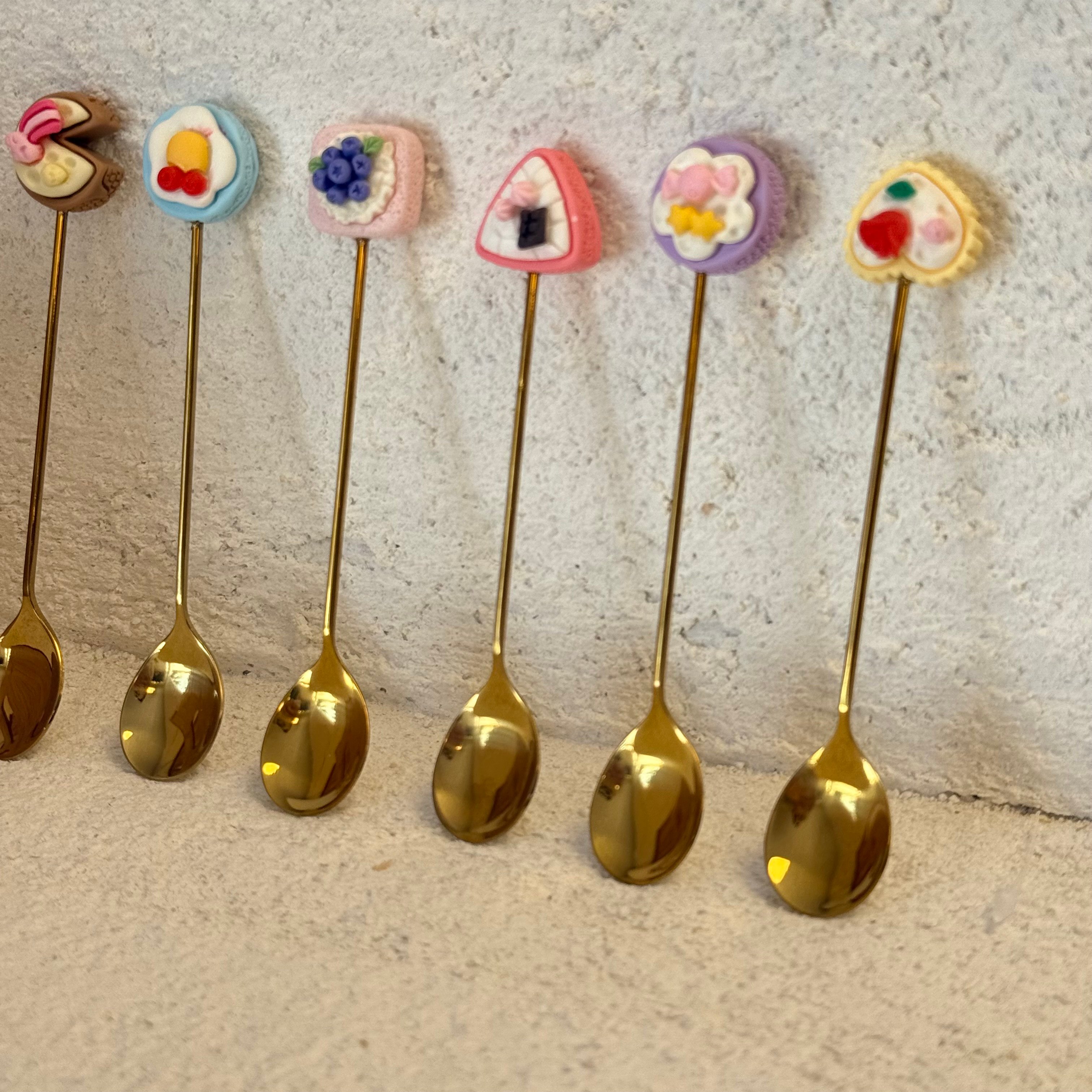 Pasta Figürlü 6 Lı Tatlı Kaşık Gold 14 cm