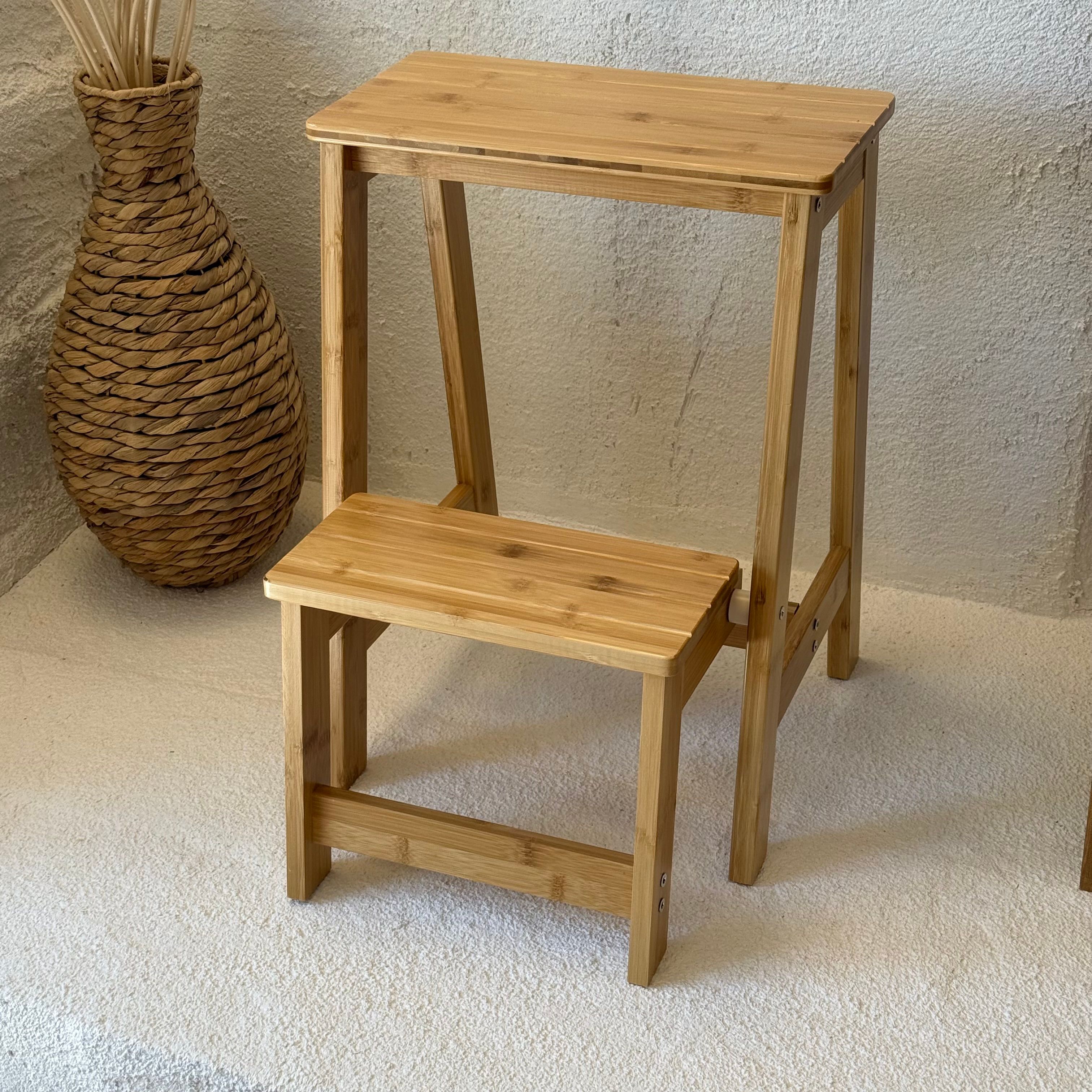 İKAE Bambu Mutfak Banyo Merdiveni (A Kalite) 53x38x48 cm 