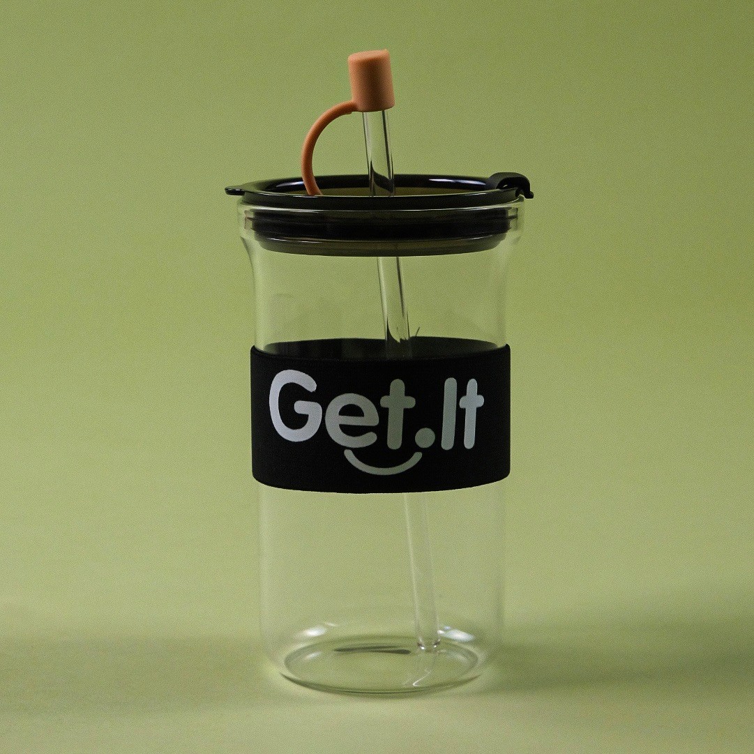 Get It Pipetli Borosilikat Cam Bardağı Siyah 500 ML 