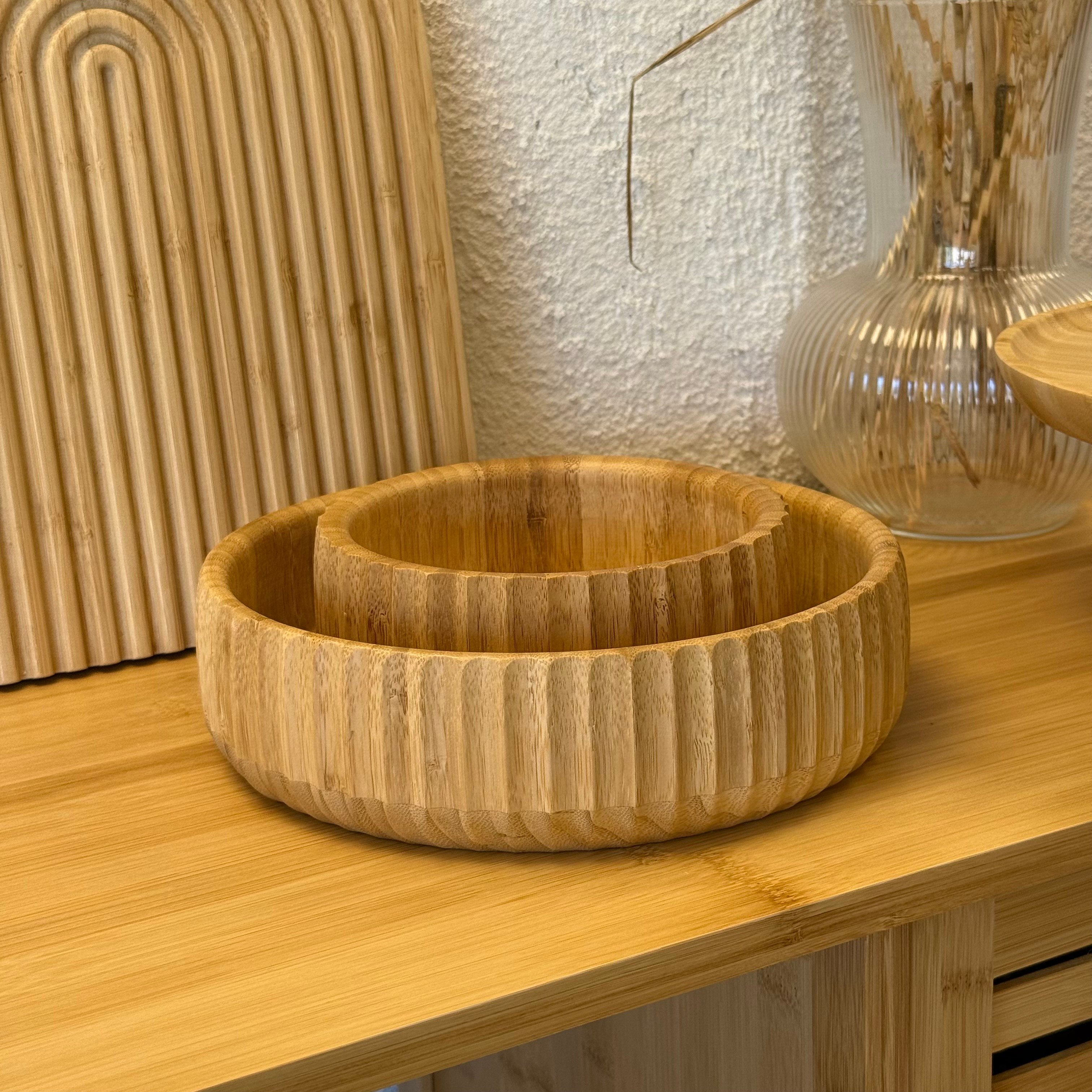 Bambu Yuvarlak İki Boy Oyuk Kase Seti 22 cm, 15 cm ( İYİ FİYAT)