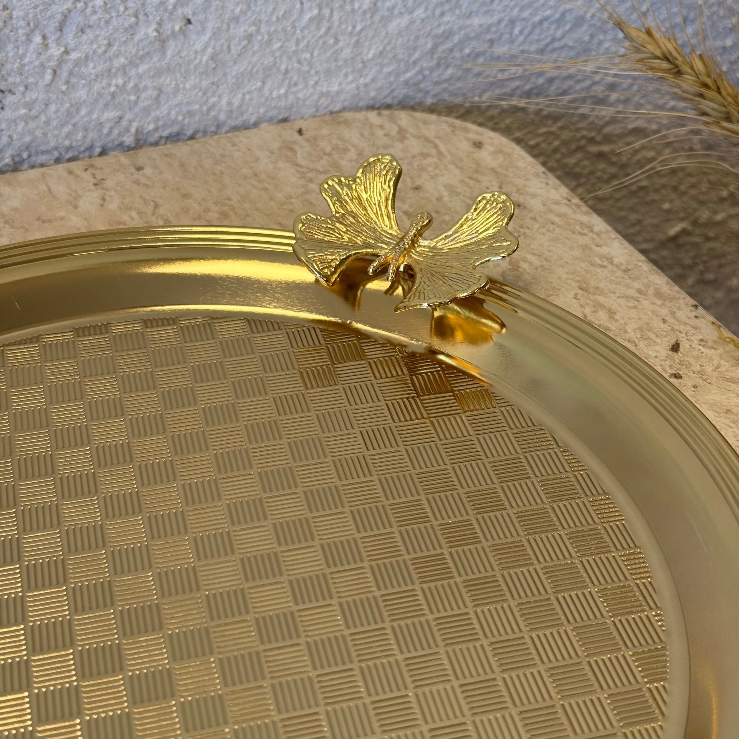 Yuvarlak Sunum Tepsisi Gold 25X25 CM 