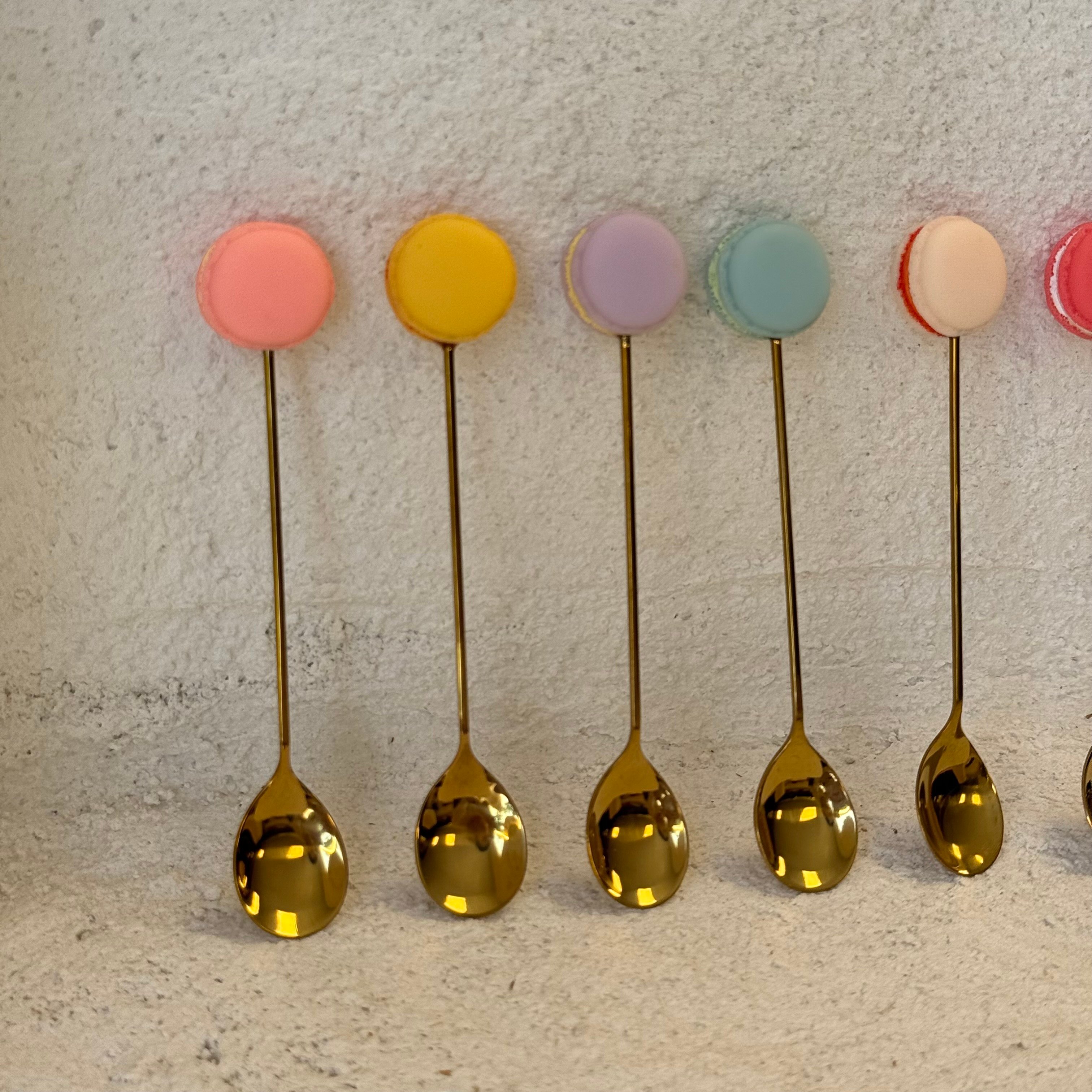 Makaron 6 Lı Tatlı Kaşık Seti Gold 14 cm 