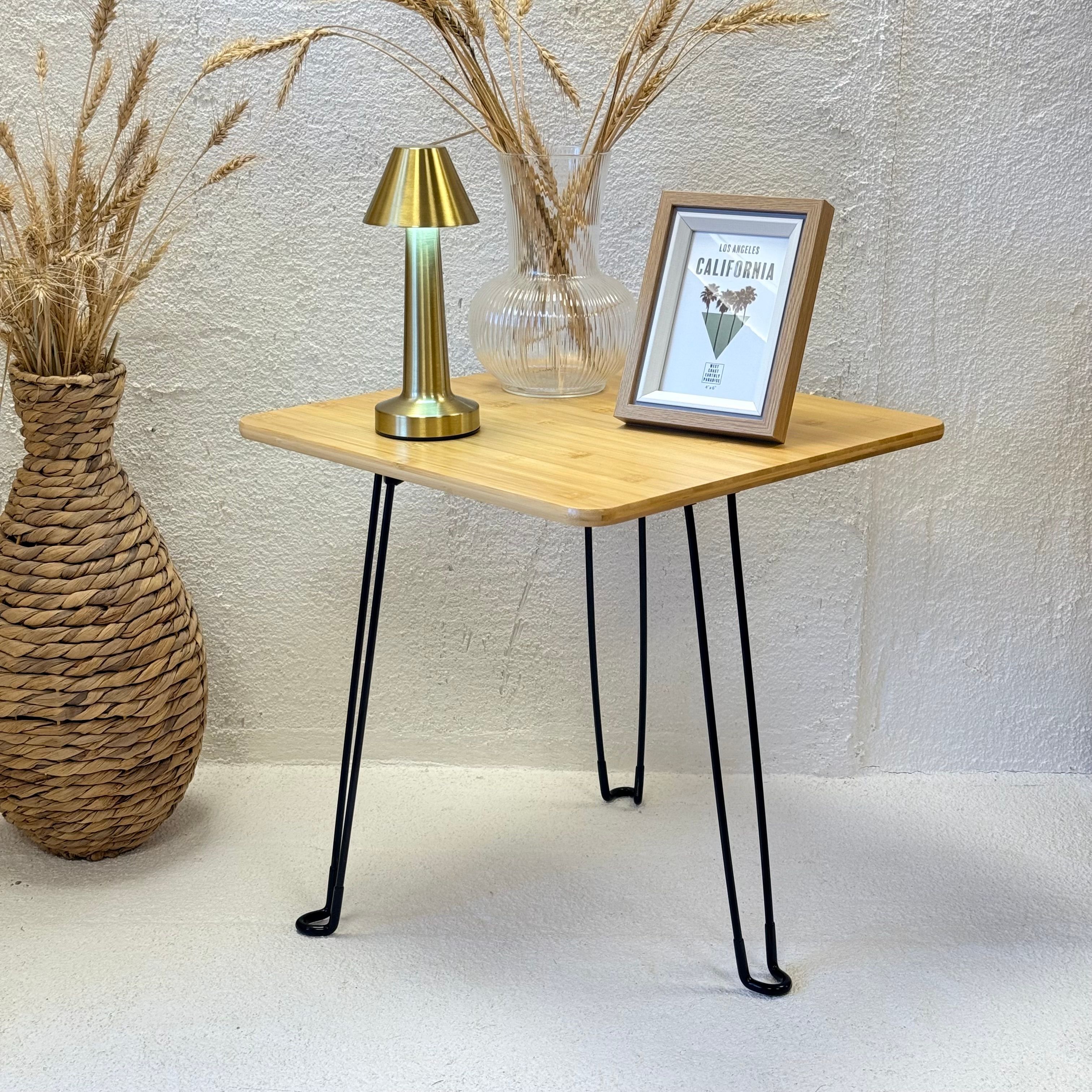 Katlanır Bambu Kare Orta Sehpa 44x44x46 cm 