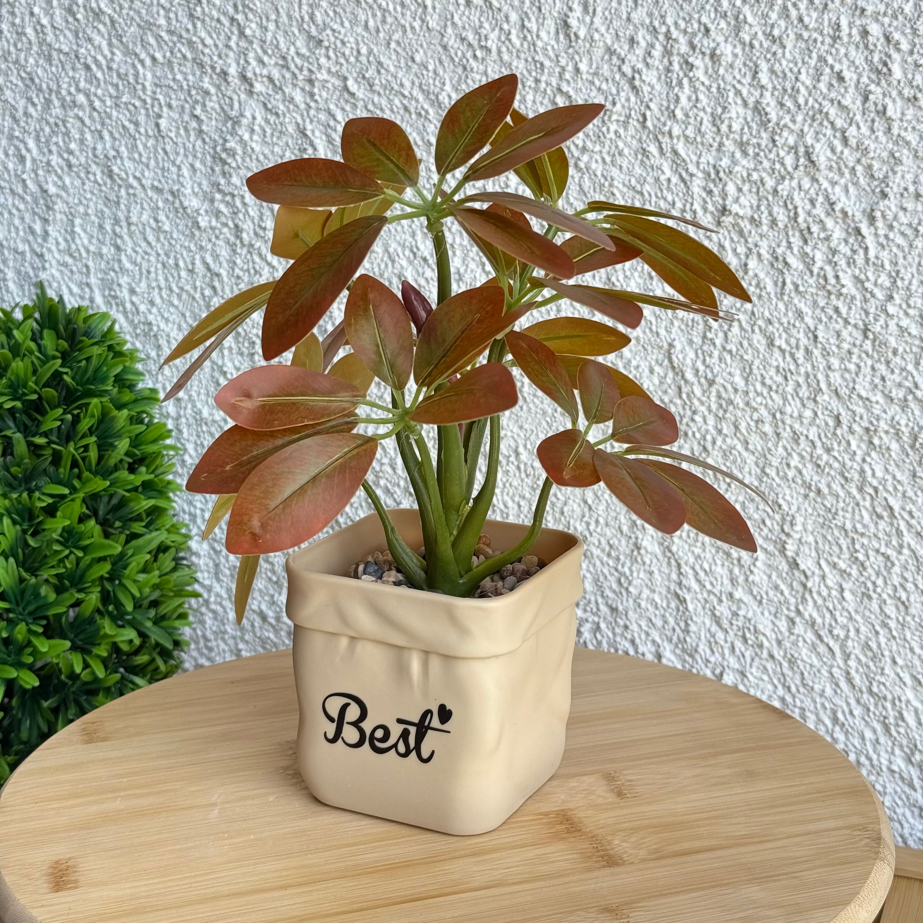 Best Saksılı Yapay Çiçek Koyu-Turuncu 25 cm 