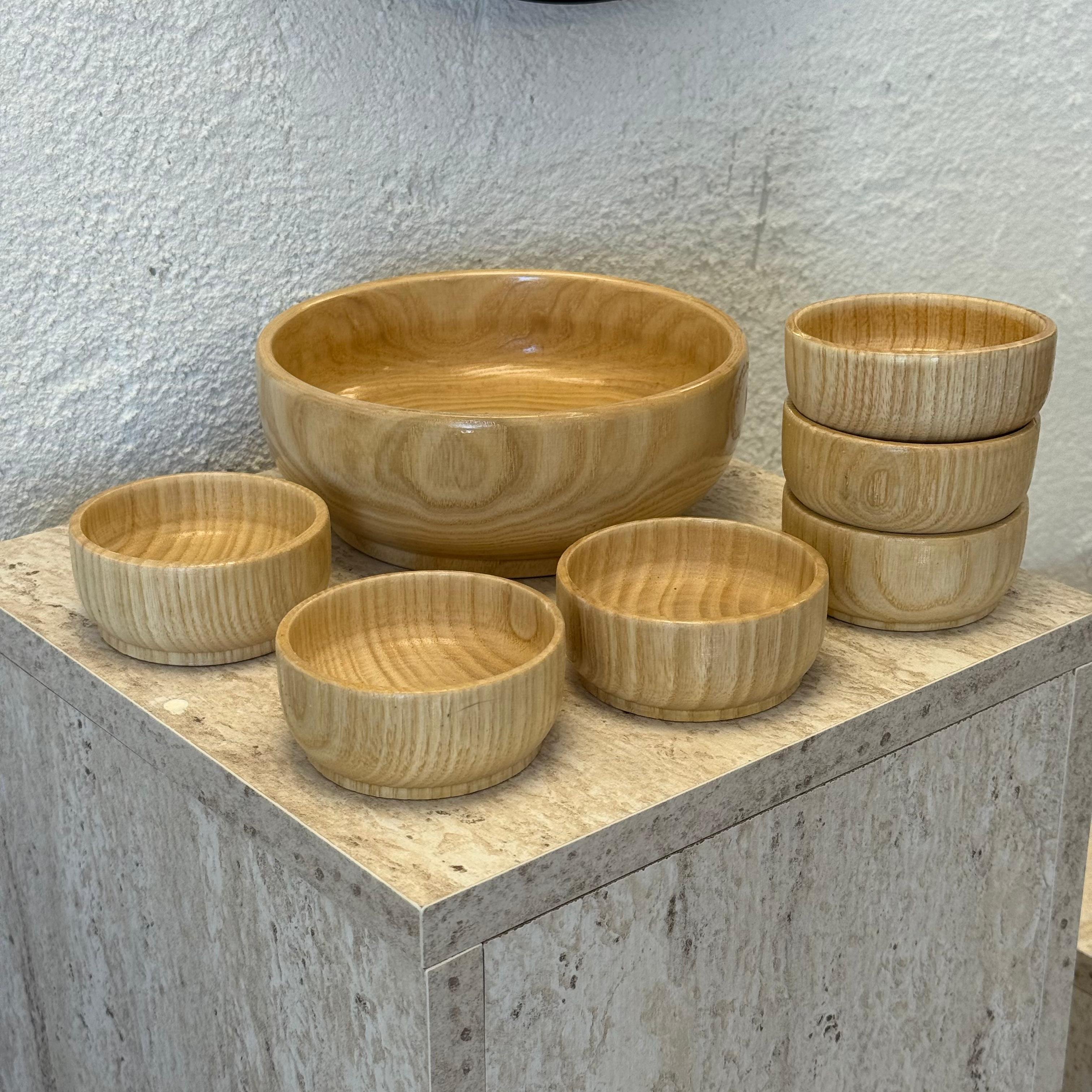 Mywood 7 Parça Özel Ahşap Çerezlik Set (Açık)