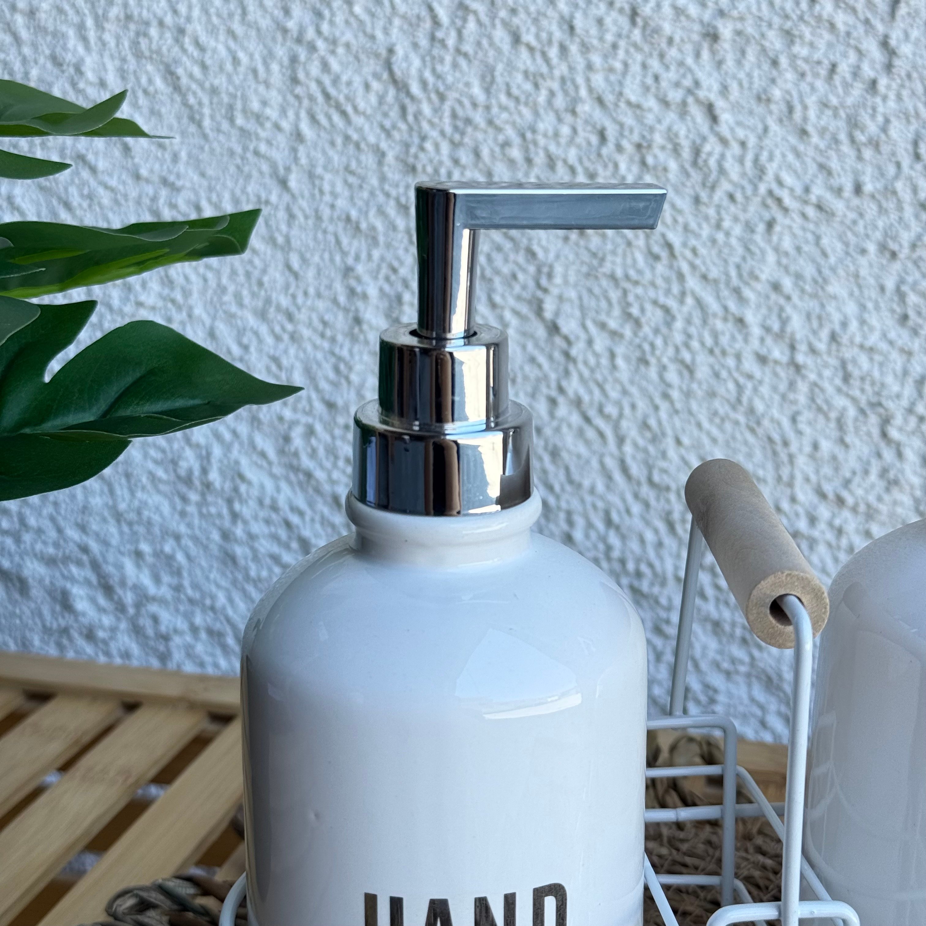 Sleek Standlu Sıvı Sabunluk Seti Beyaz 
