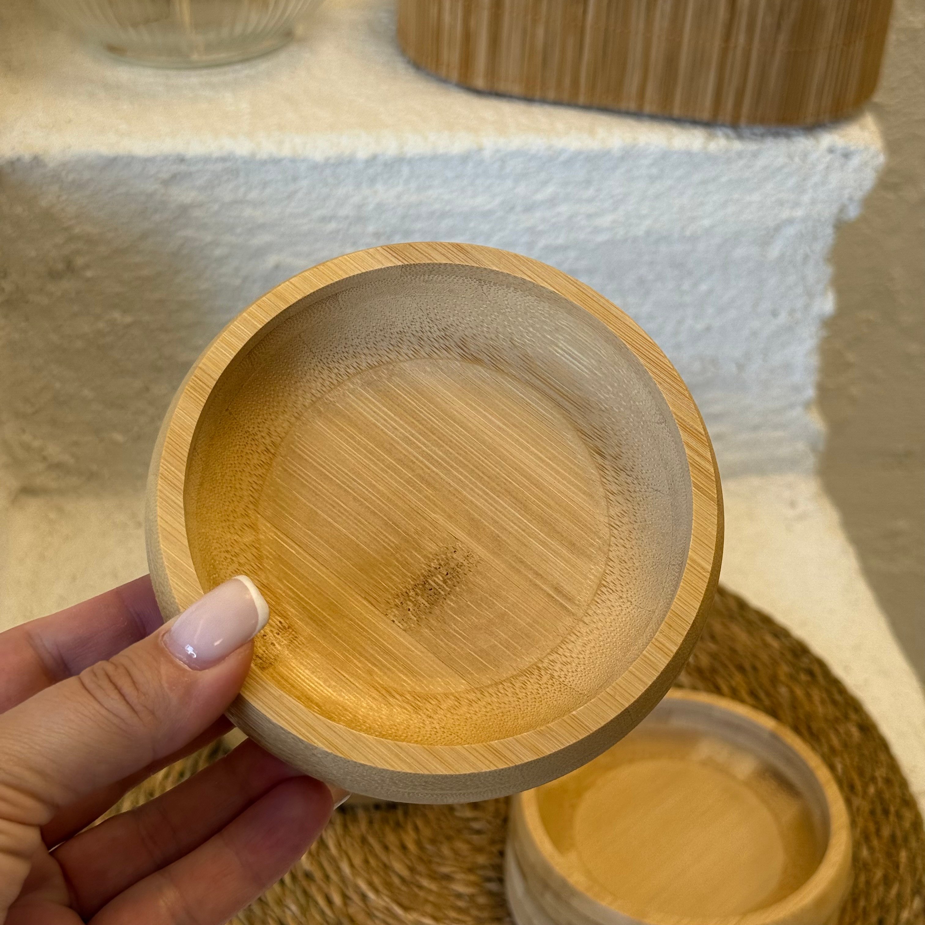 Bambu Yuvarlak Çerezlik Kahvaltılık Seti 12x12x2,5 cm 