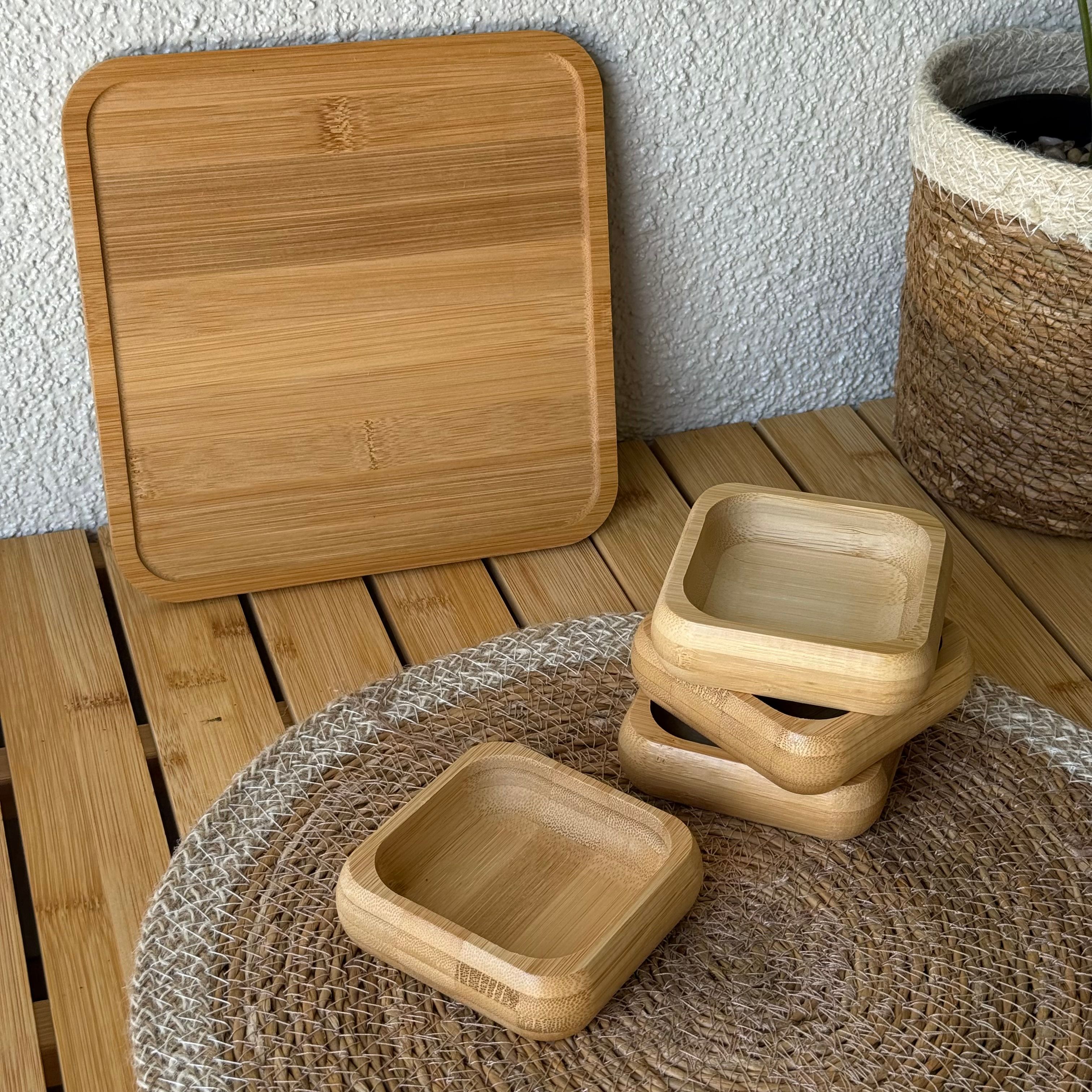 Roman Kare Bambu Standlı Çerezlik Seti (KOD:9082)