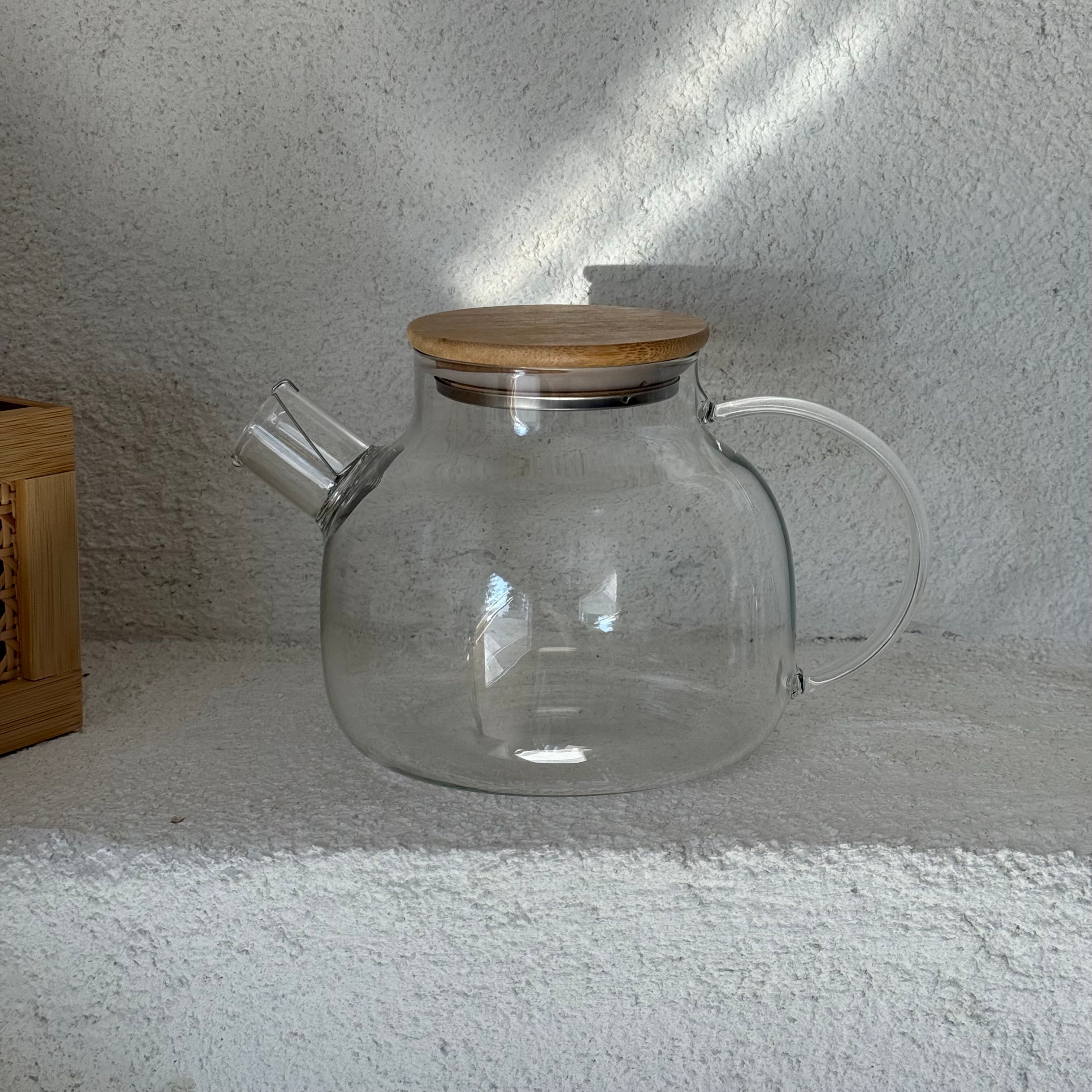 Linela Bambu Kapaklı Borosilikat Demlik 1 Litre 