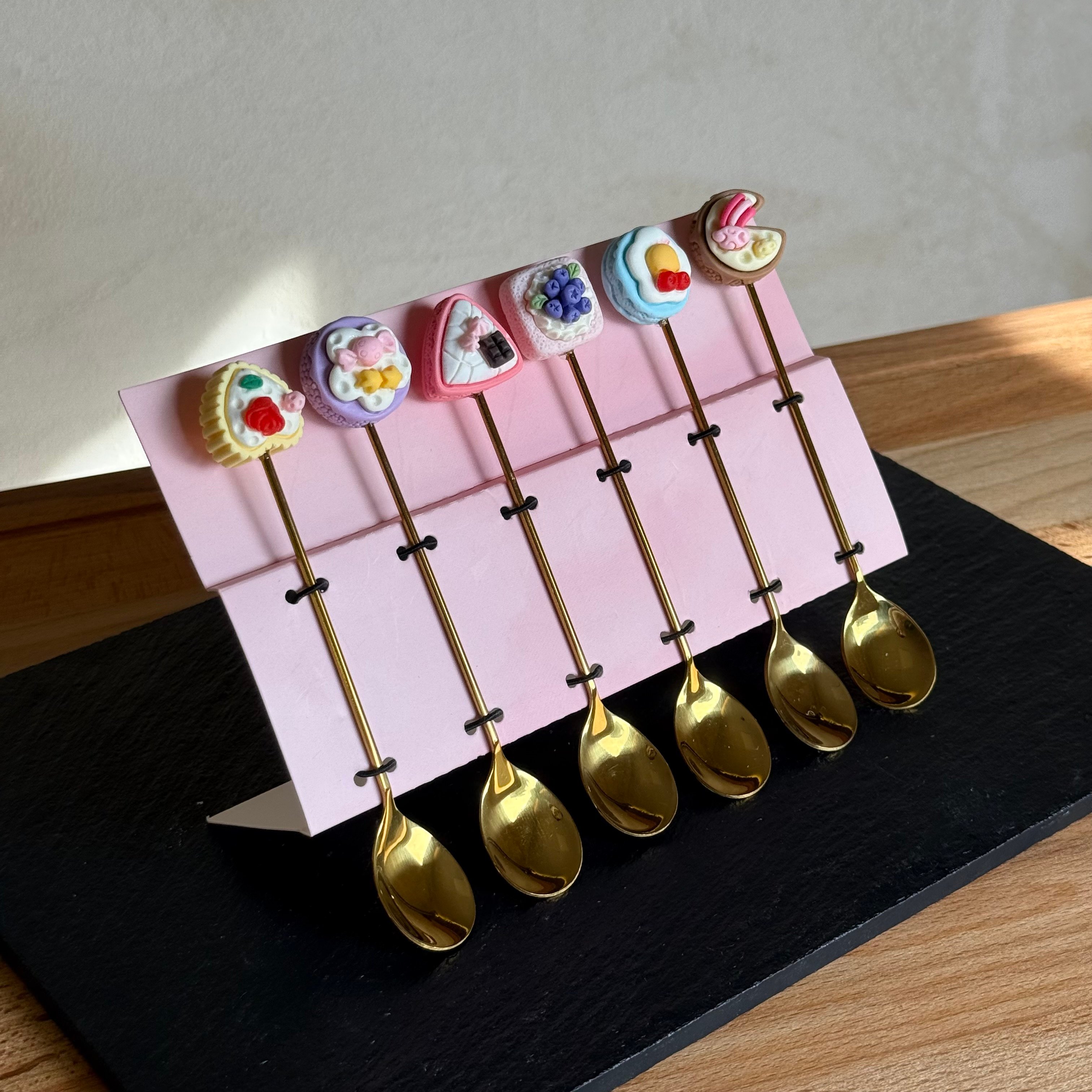 Pasta Figürlü 6 Lı Tatlı Kaşık Gold 14 cm