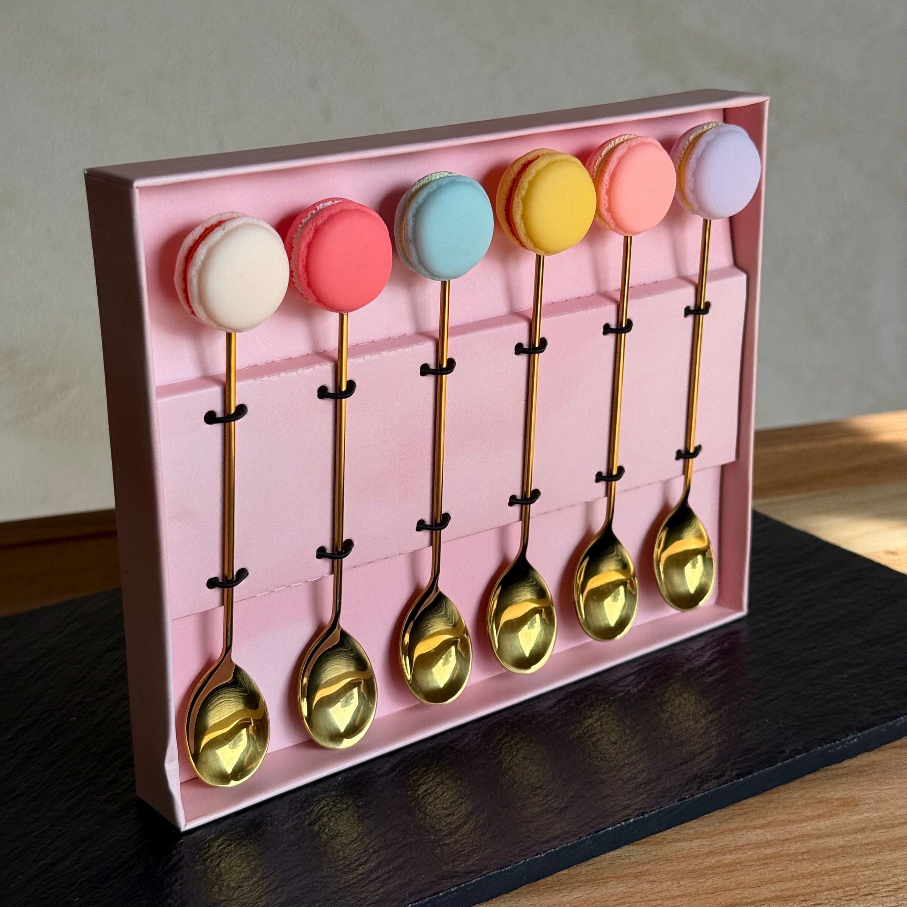 Makaron 6 Lı Tatlı Kaşık Seti Gold 14 cm 