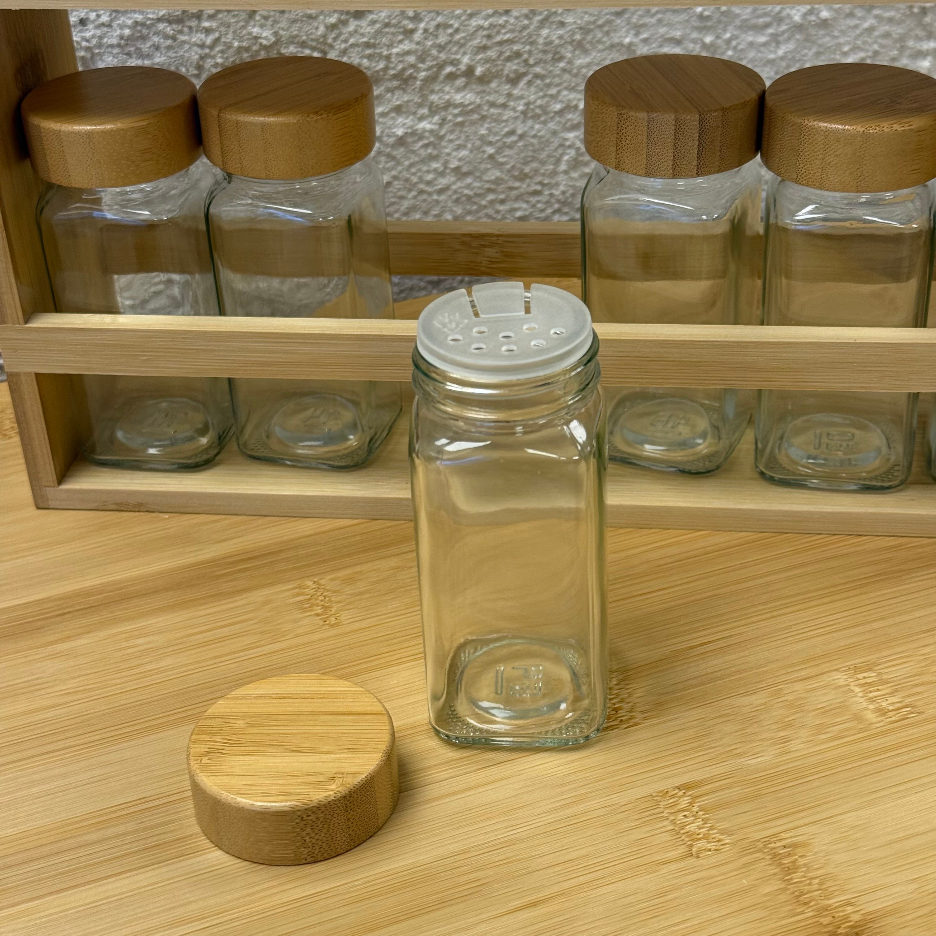 Bambu Standlı 12 Li Cam Baharatlık Seti 120 ml 