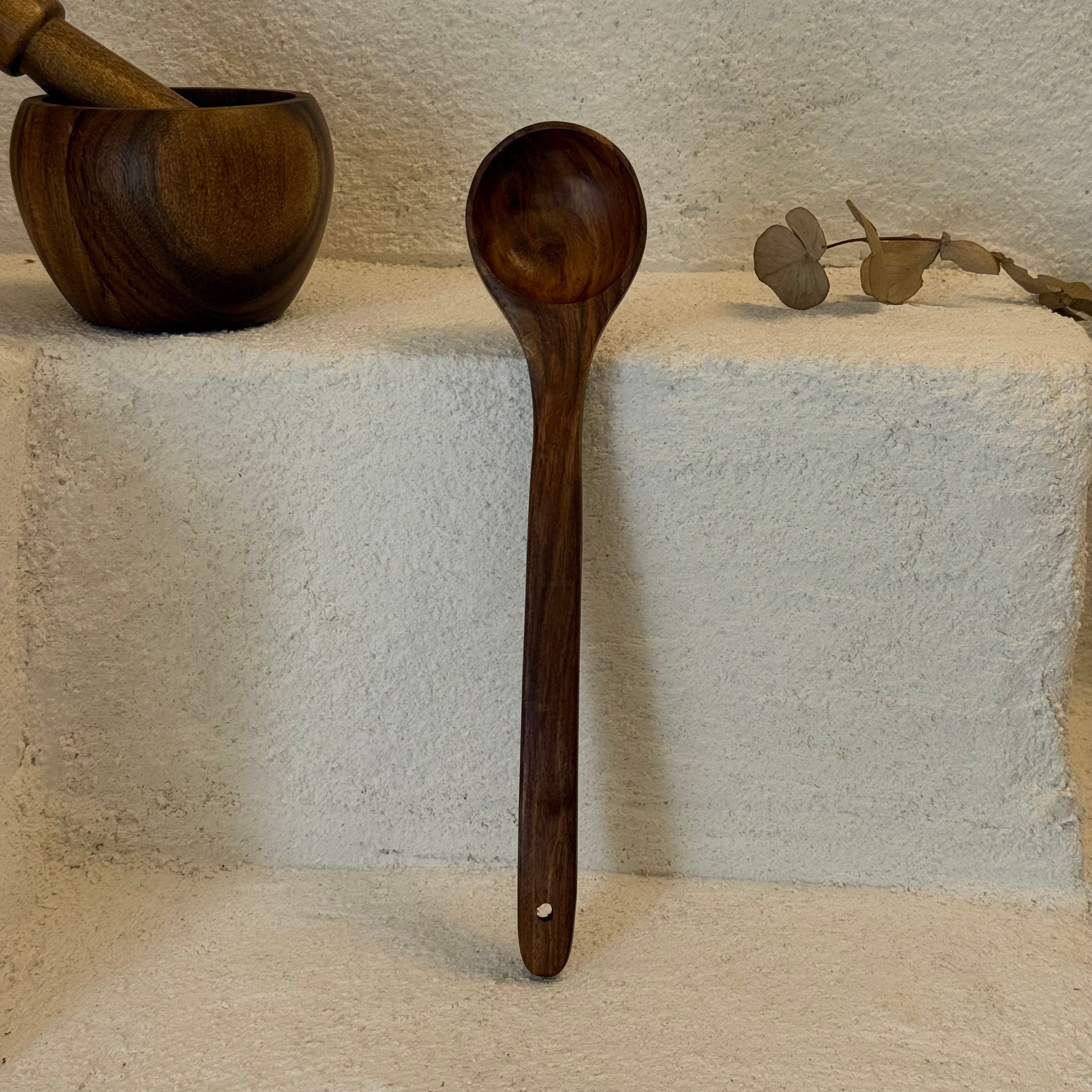 Akasya Ağacı Yuvarlak Küçük Kaşık 28 cm 
