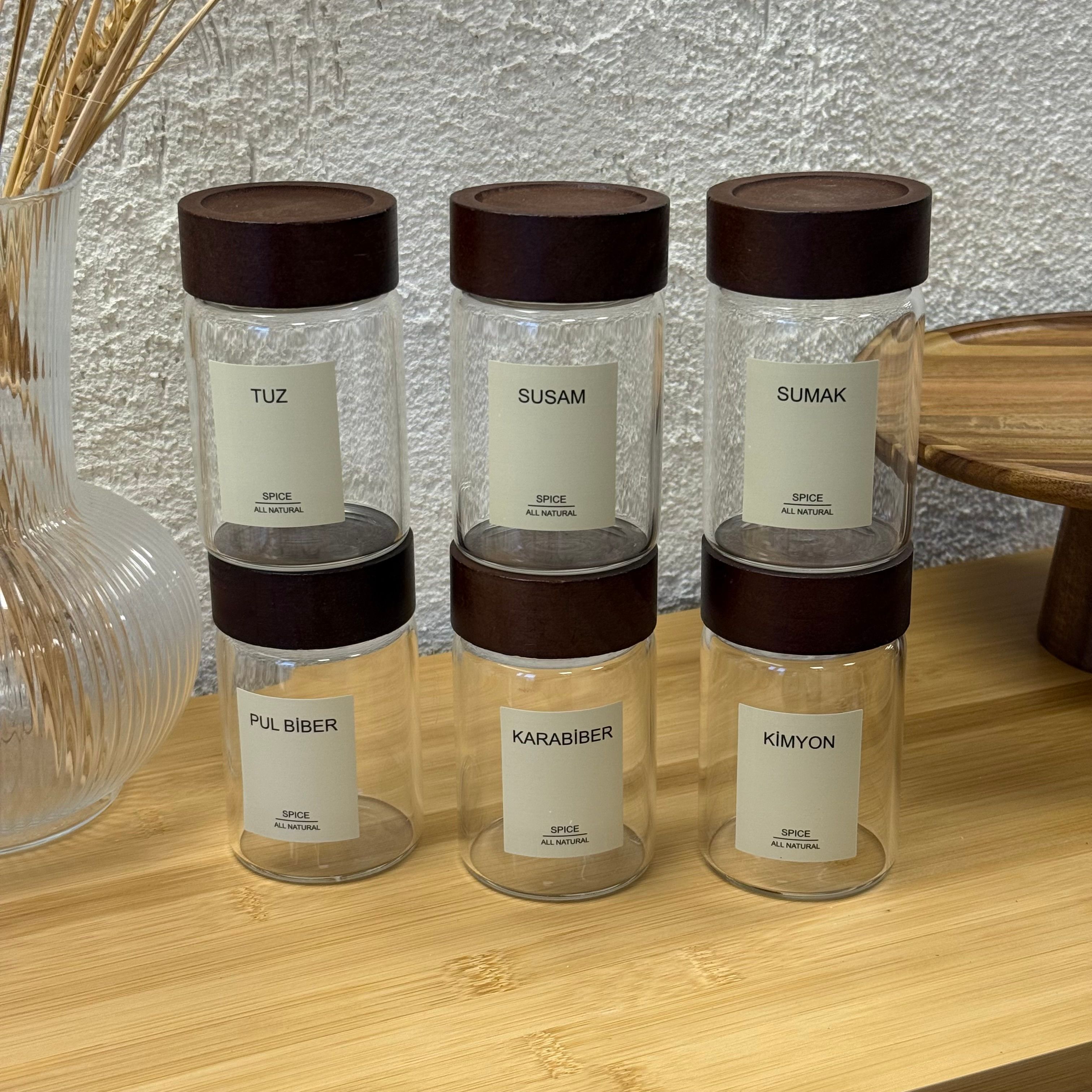 Strokka Akasya Kapaklı Silindir Kavanoz Seti 6 Adet 240 ml 