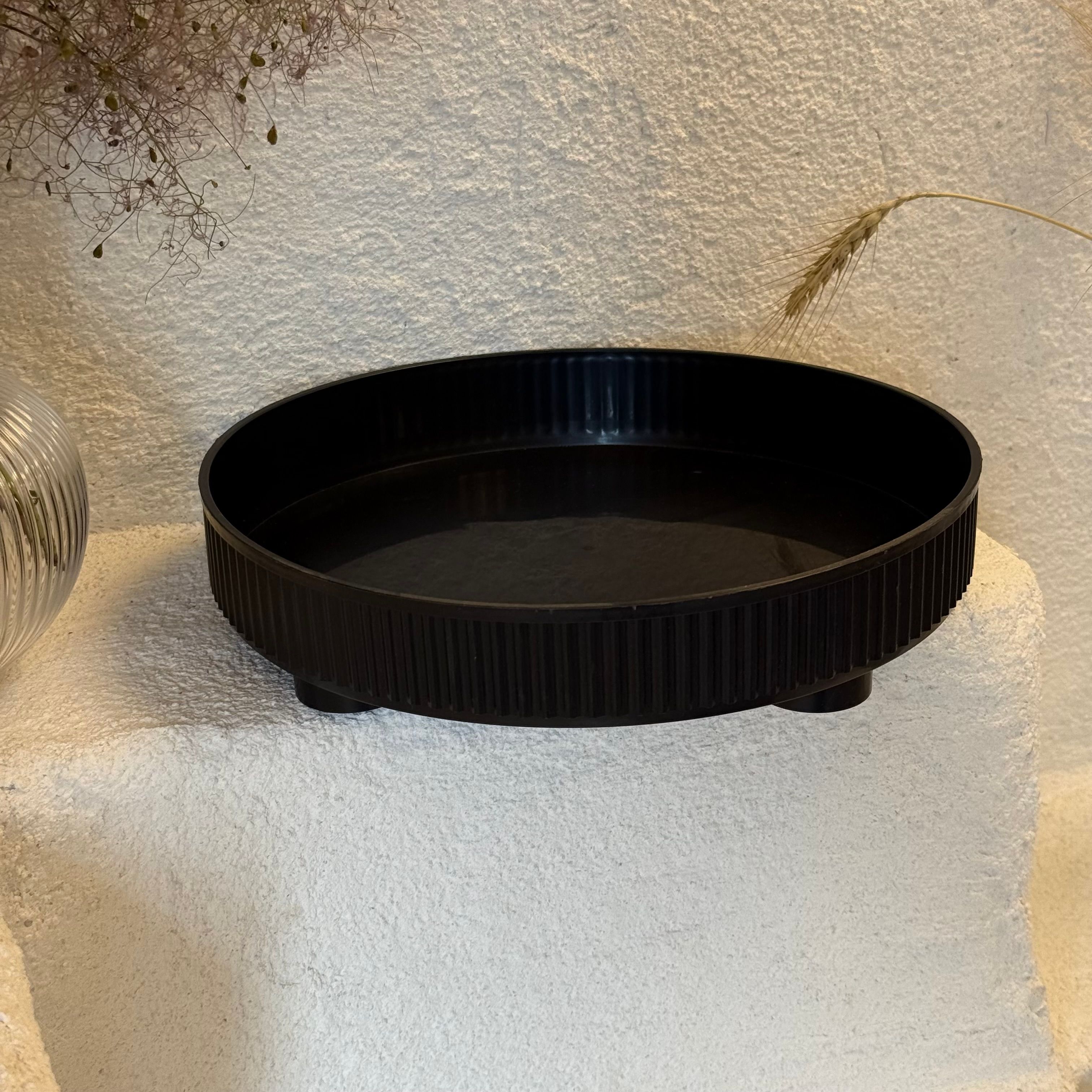 Çok Kulanışlı Plastik Tepsi Siyah 28 cm 
