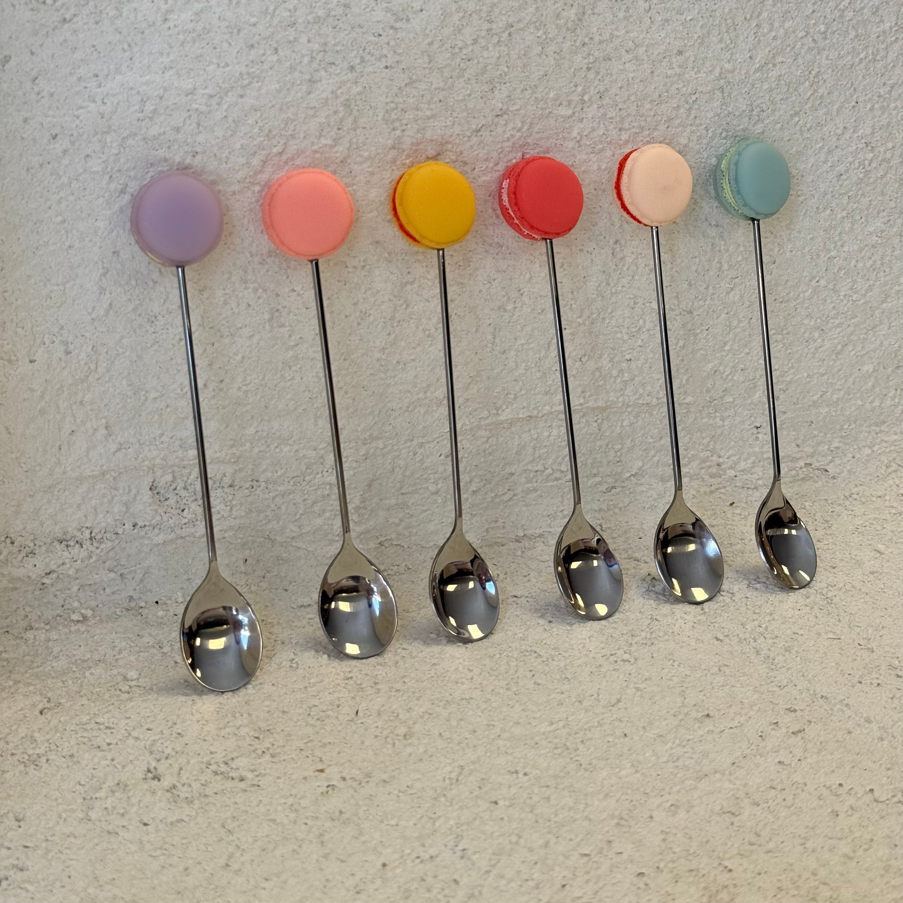 Makaron 6 Lı Tatlı Kaşık Seti Gümüş 14 cm 