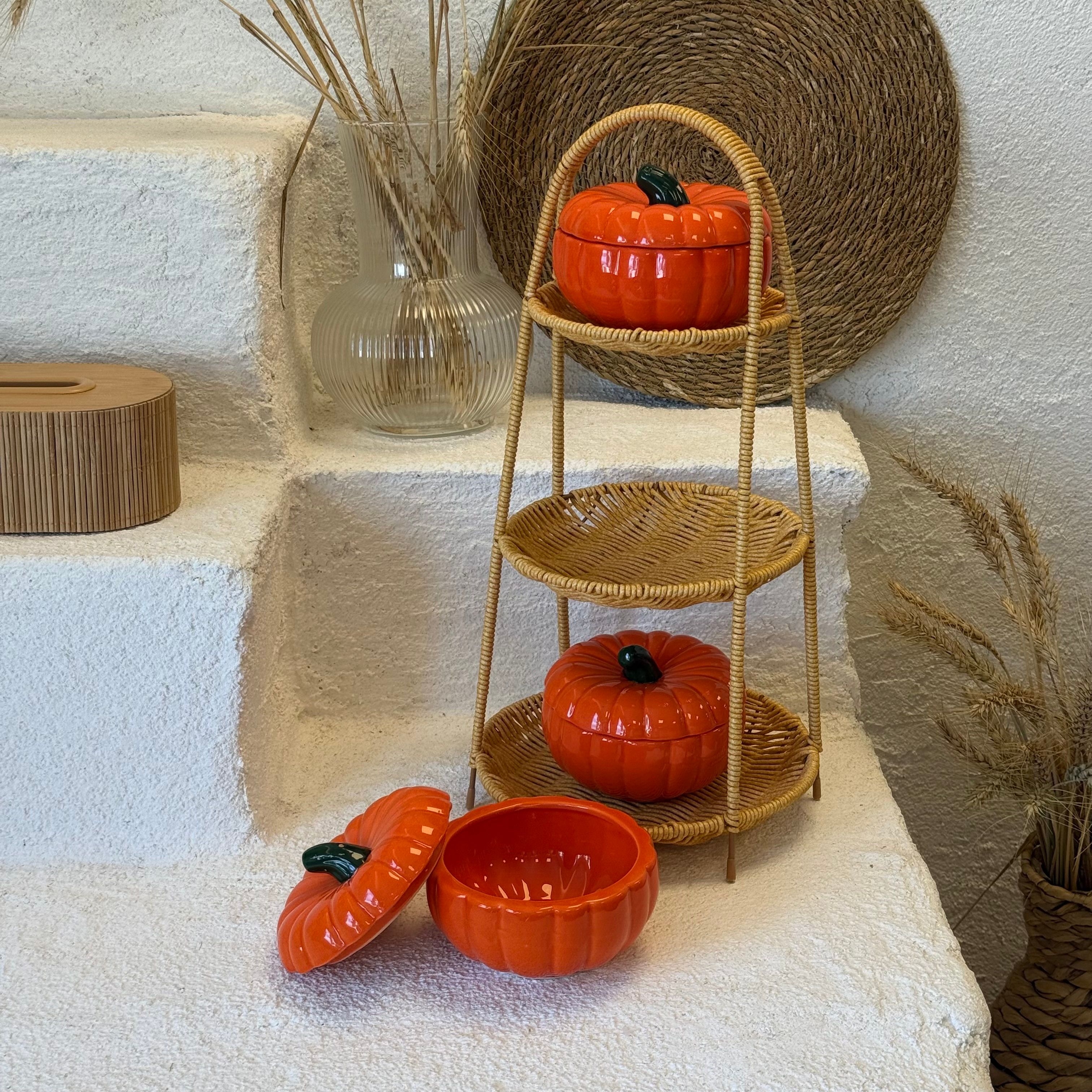 Rattan Stand Kabak Seti 4 Parça 