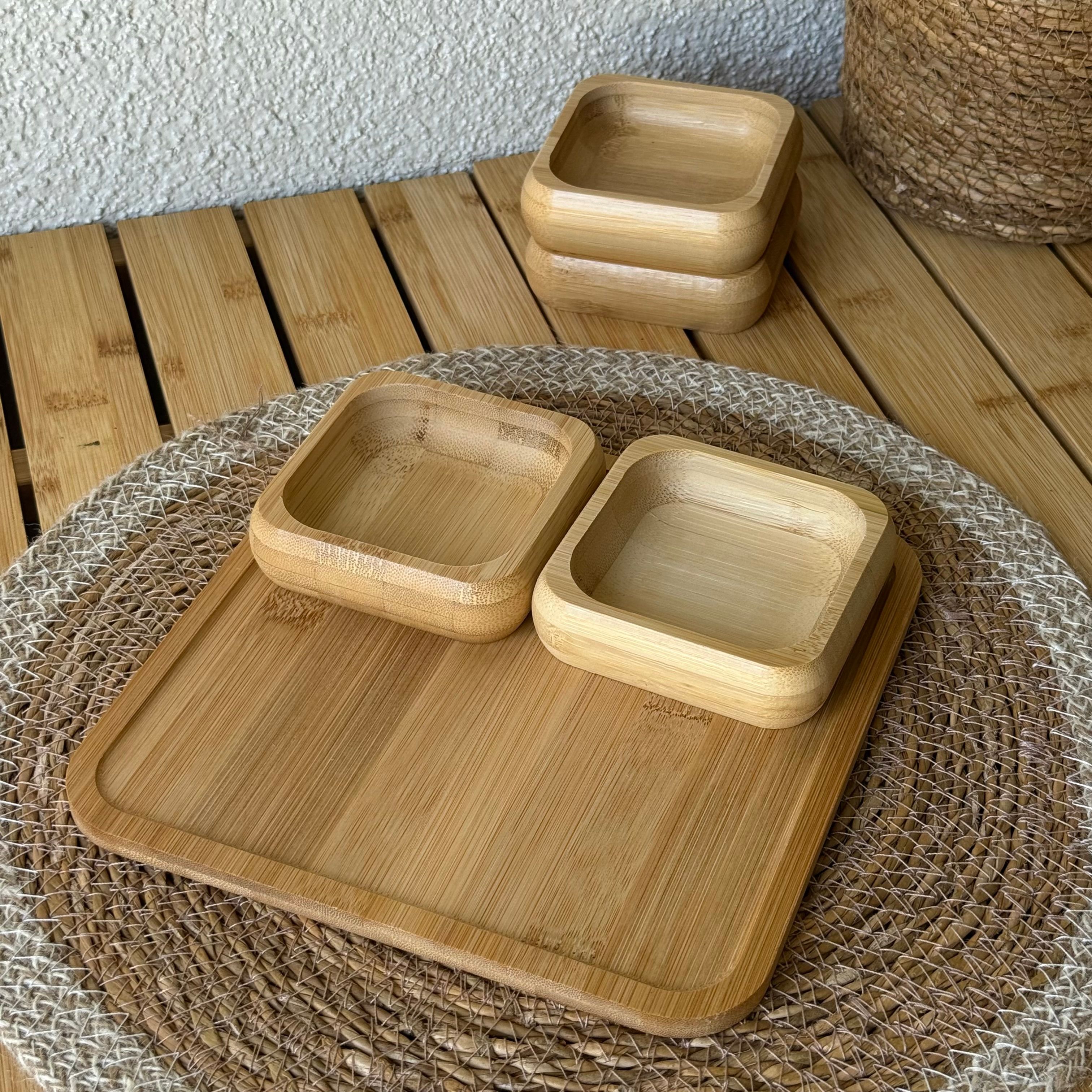 Roman Kare Bambu Standlı Çerezlik Seti (KOD:9082)