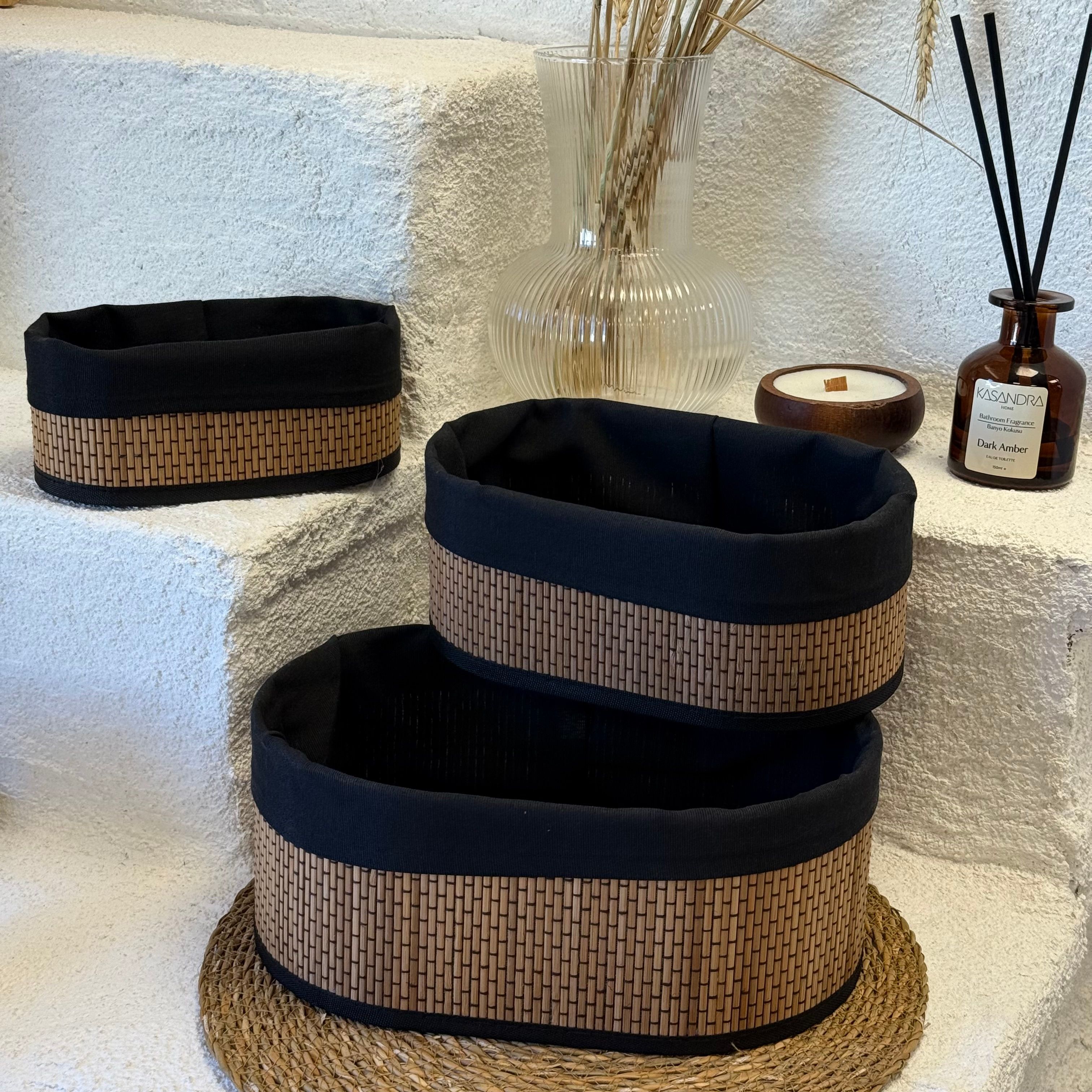 Kokoş Hasır 3 Boy Organizer Oval Koyu Renk 
