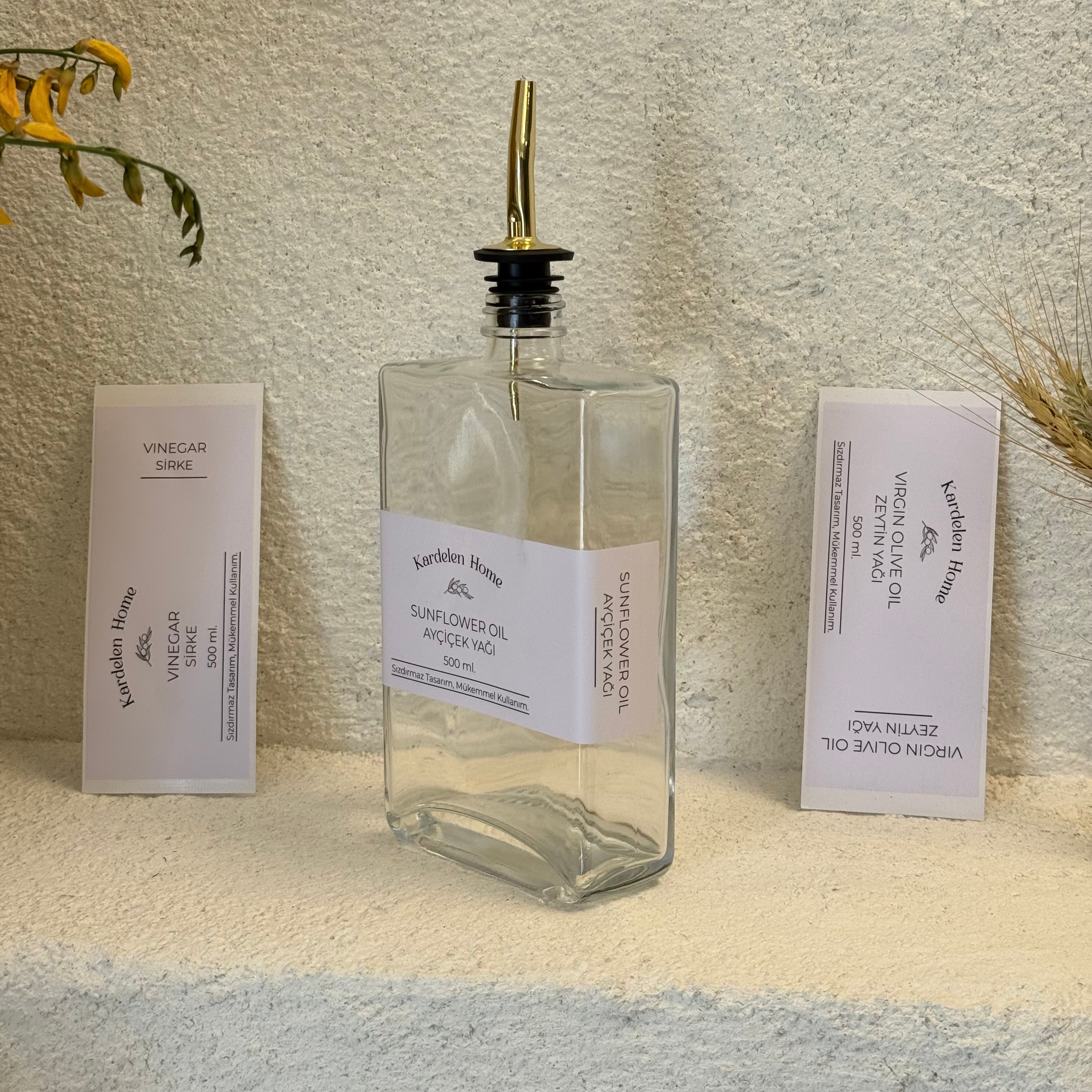 Florvia Dikdörtgen Cam Yağlık 500 ml Stiker Hediyeli 