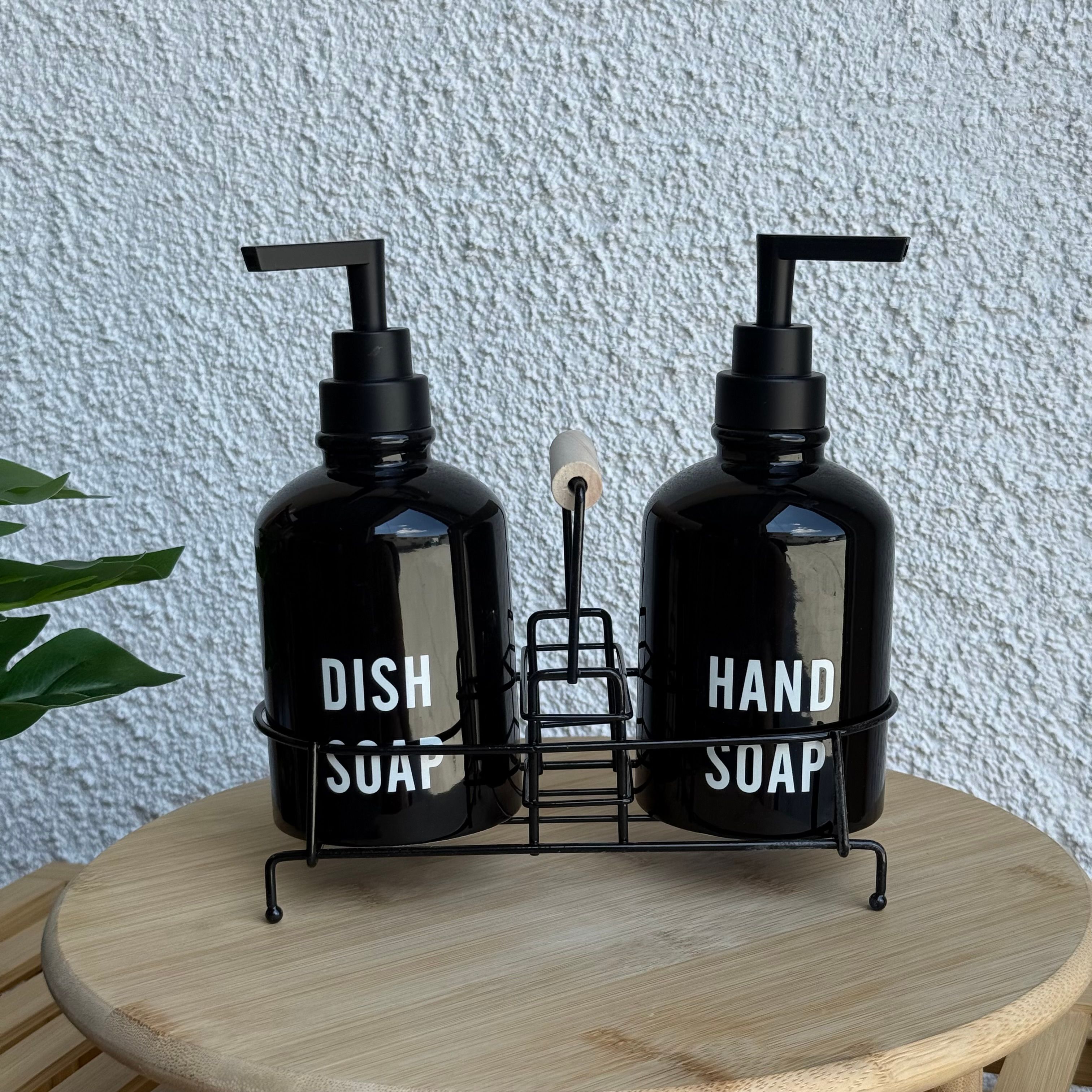 Tonish Standlı Sıvı Sabunluk Seti Siyah 