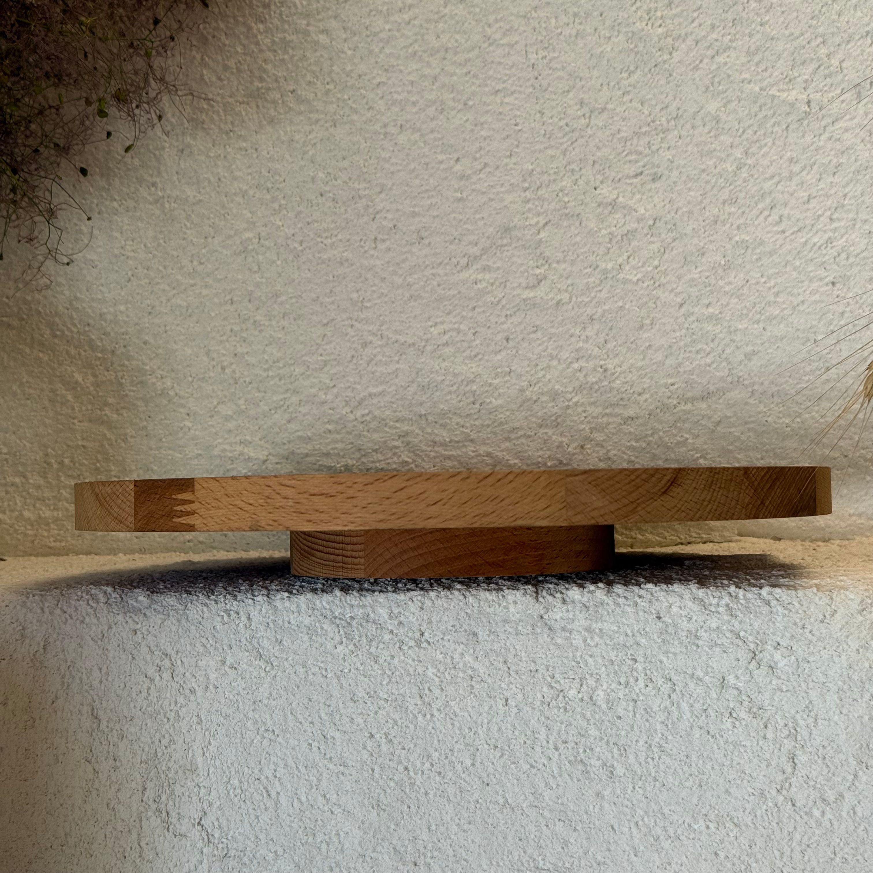 Ahşap Dönen Ayaklı Yuvarlak Sunumluk 28 cm 