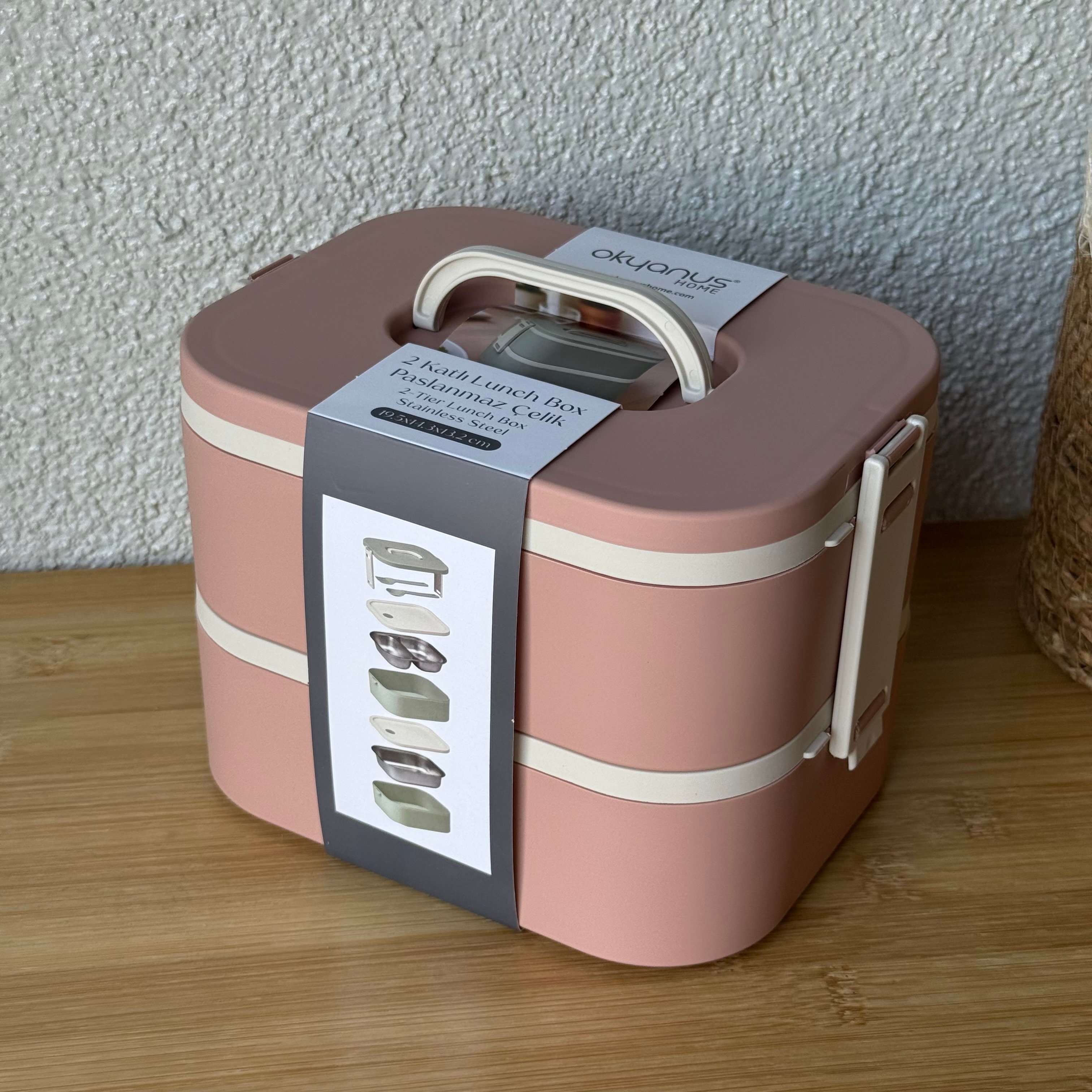 Okyanus 2 Katlı Lunch Box Pudra 19,5x14,3x13,2 CM 