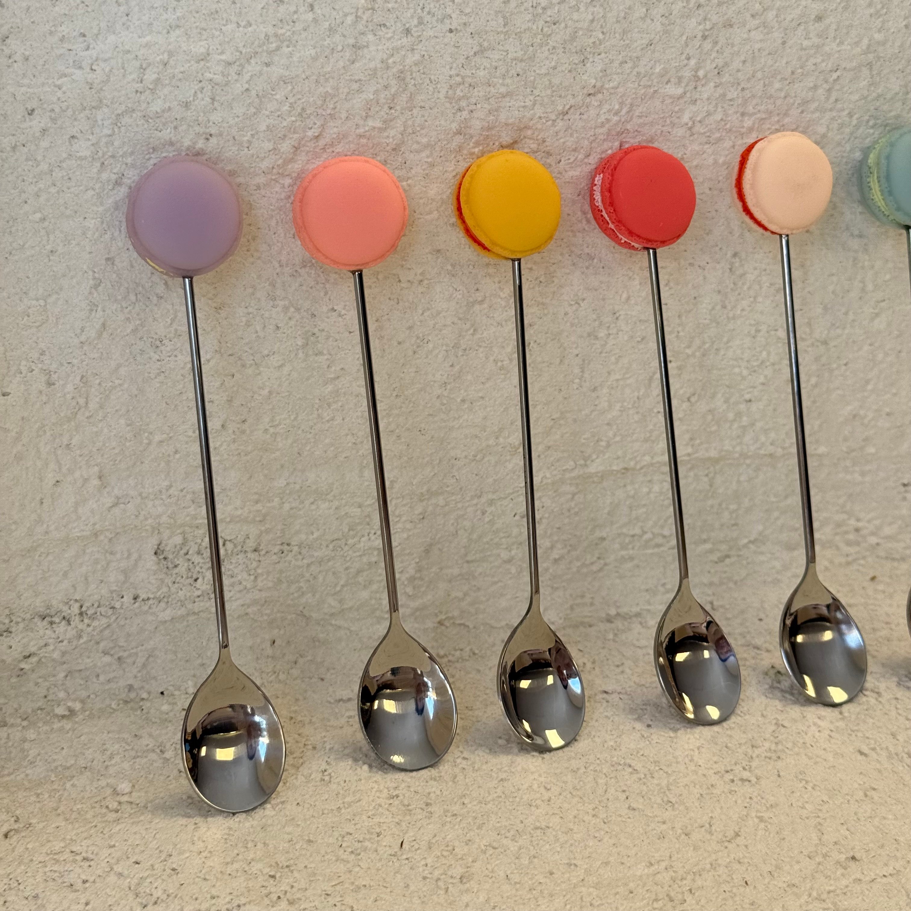 Makaron 6 Lı Tatlı Kaşık Seti Gümüş 14 cm 