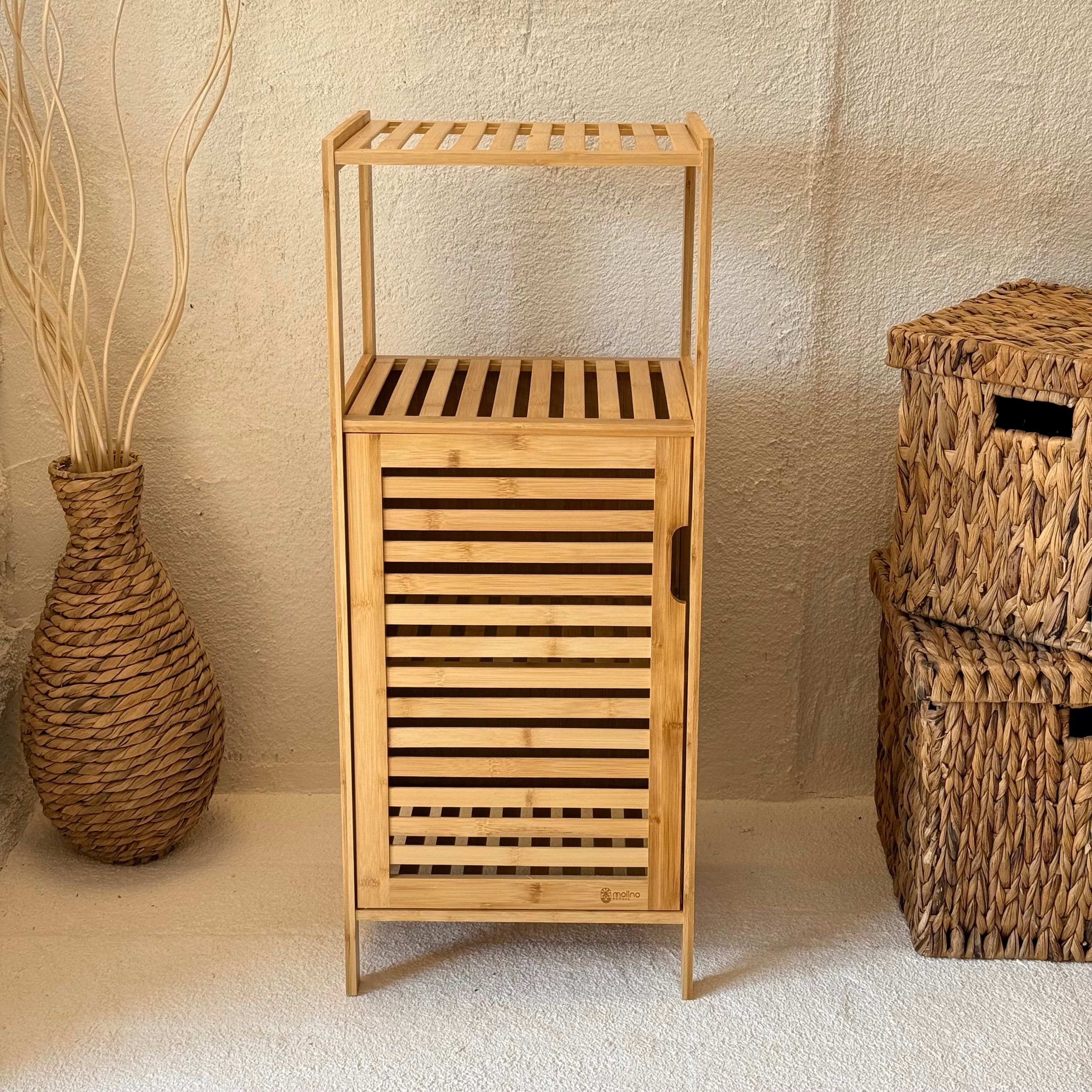 Melis Bambu Tek Kapaklı,2 Katlı Çok Amaçlı Banyo Dolabı 87x36x33 cm (İMKANSIZ FİYAT)