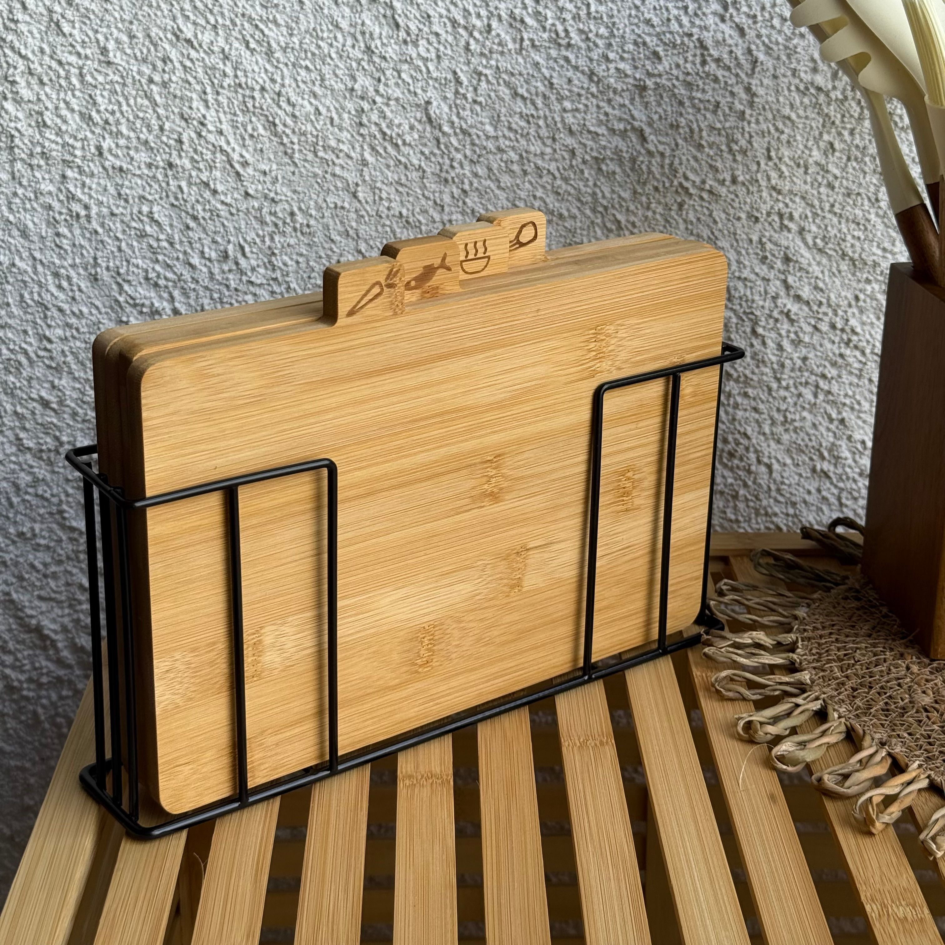 Metal Standlı 4 Lü Set Kesme Tahtası 