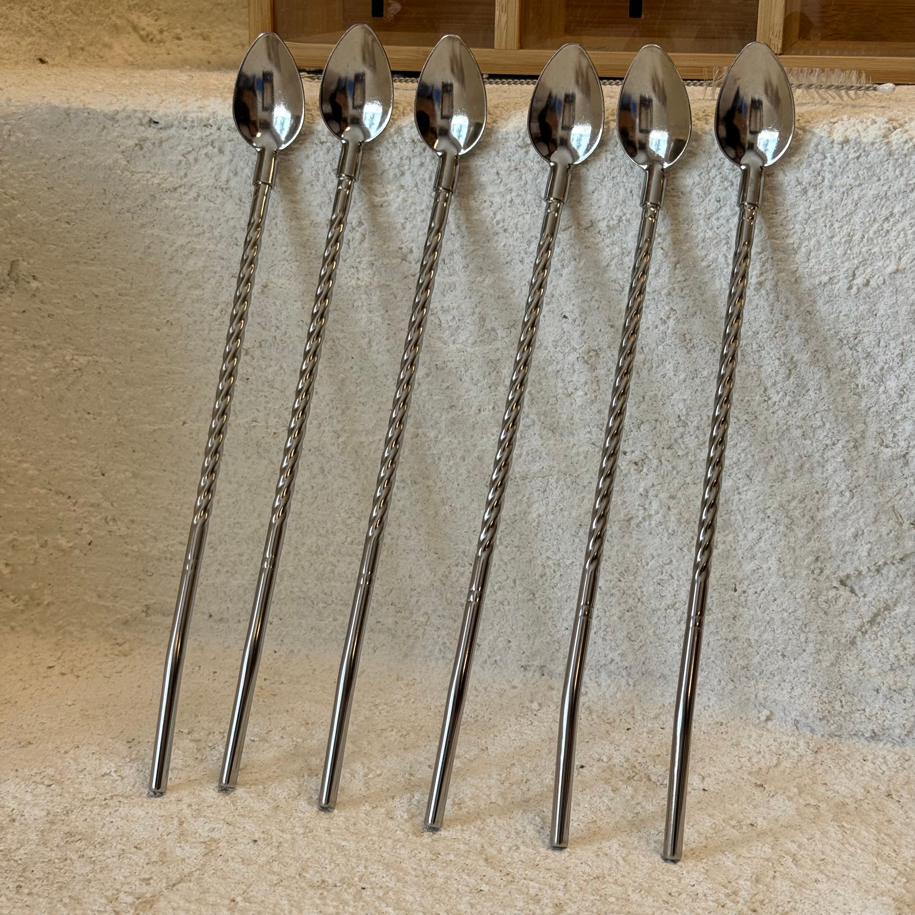Yakup Pipetli Kokteyl Veya Kahve Kaşığı 6 Adet 22 cm