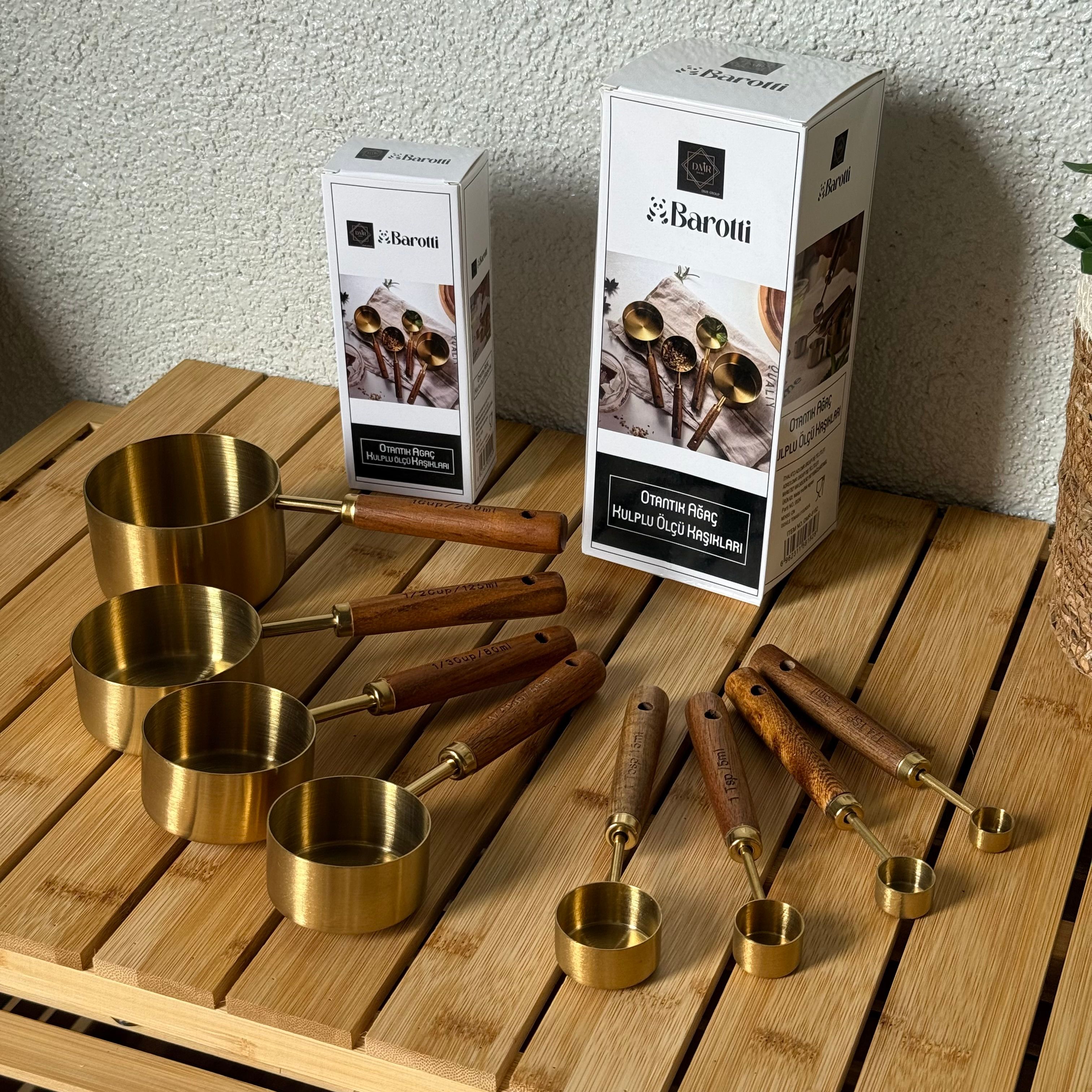Barotti Ahşap Saplı 2 Boy Ölçü Kaşığı Set 8 Parça 