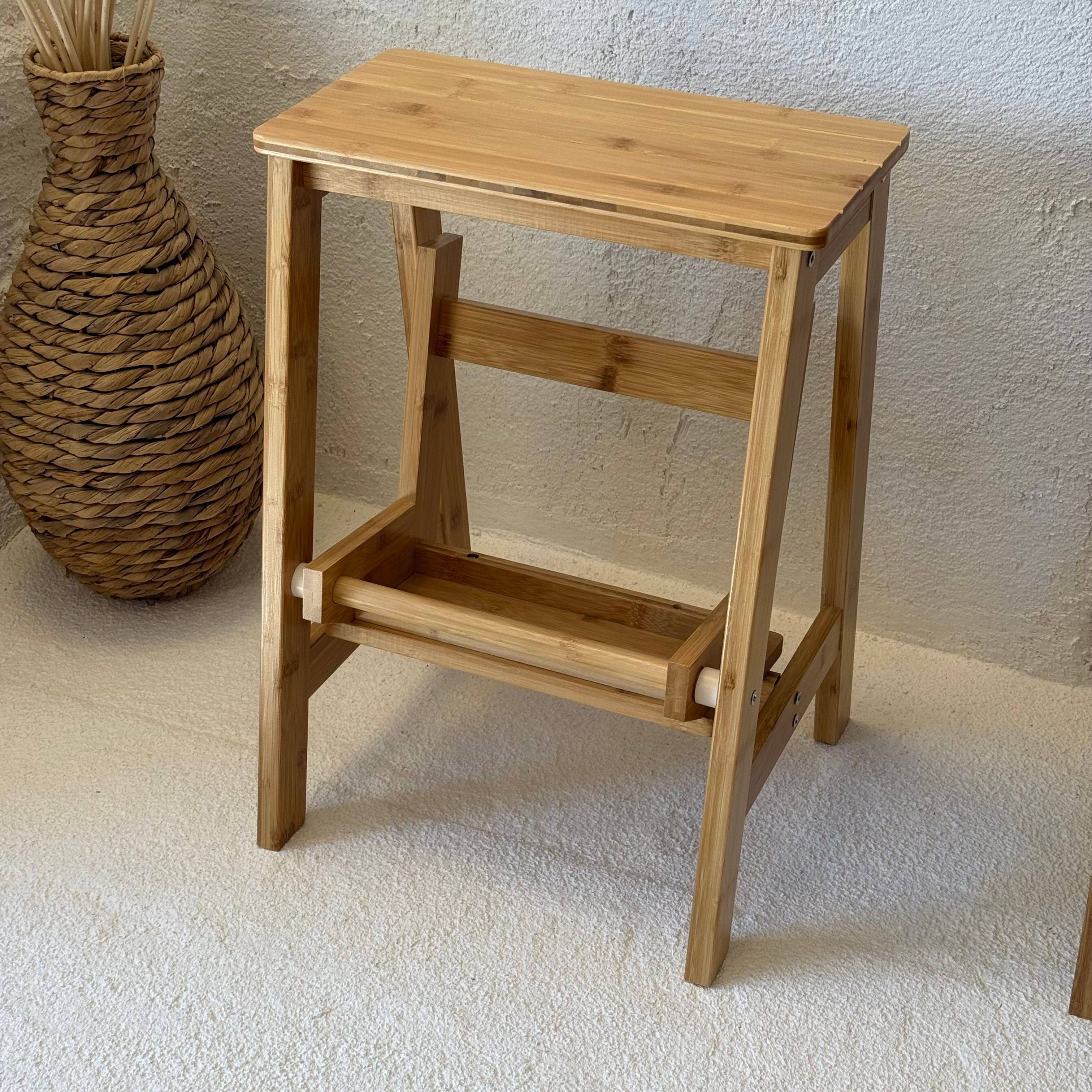 İKAE Bambu Mutfak Banyo Merdiveni (A Kalite) 53x38x48 cm 