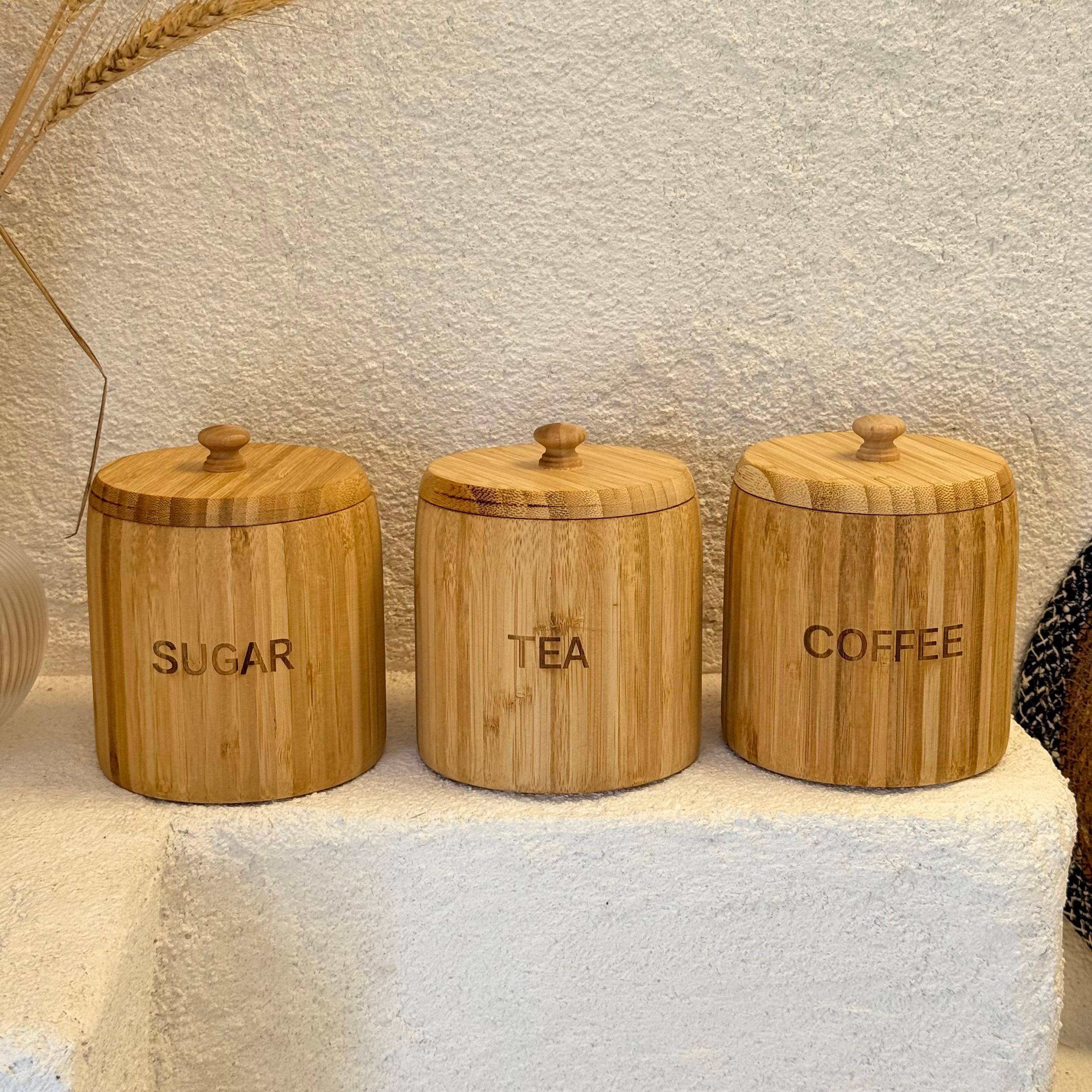 Bambu Tombul Kavanoz Baharatlık Seti 