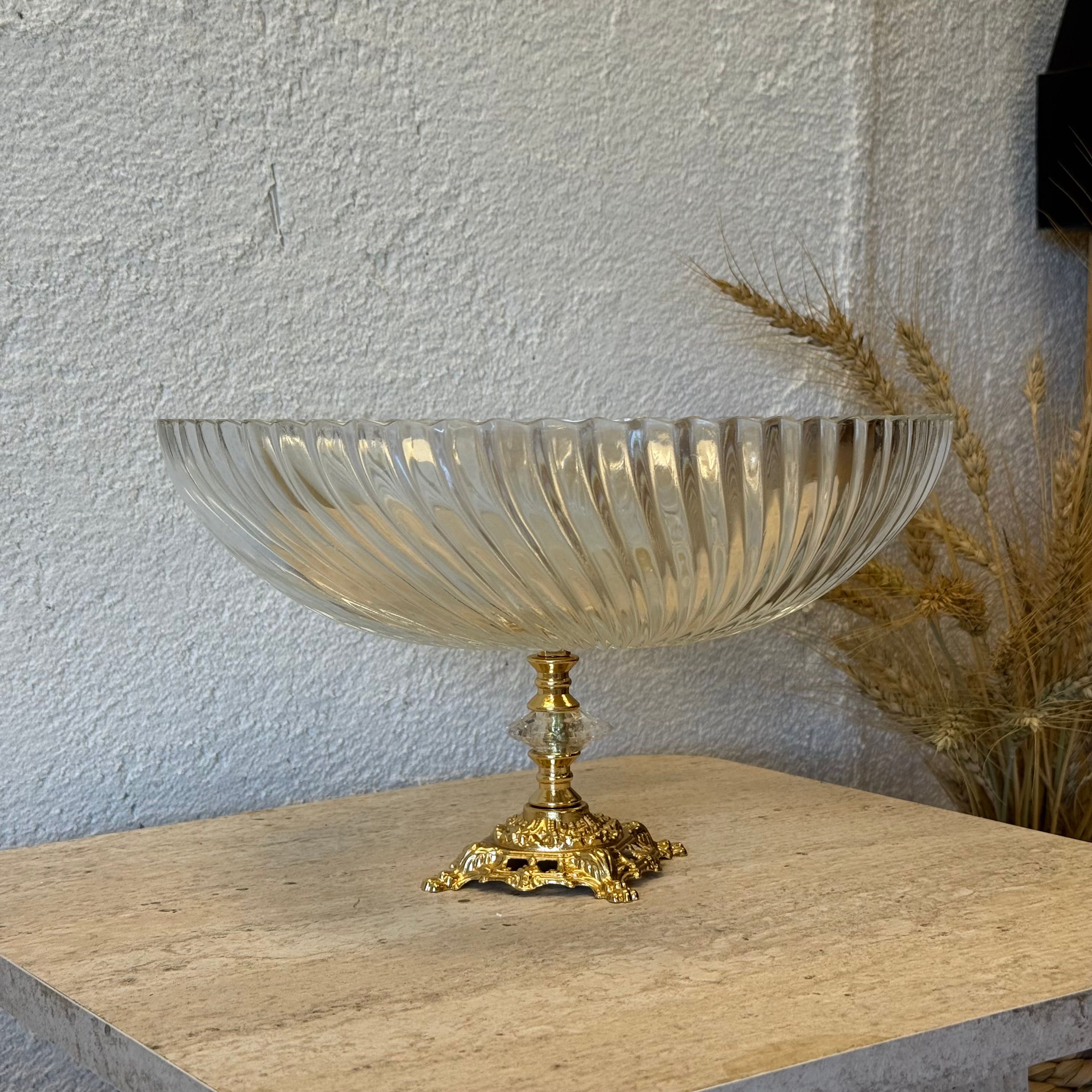 Efegil Lüks Cam Kase Meyvelik Gold Ayaklı 29x29x16 cm (1096)