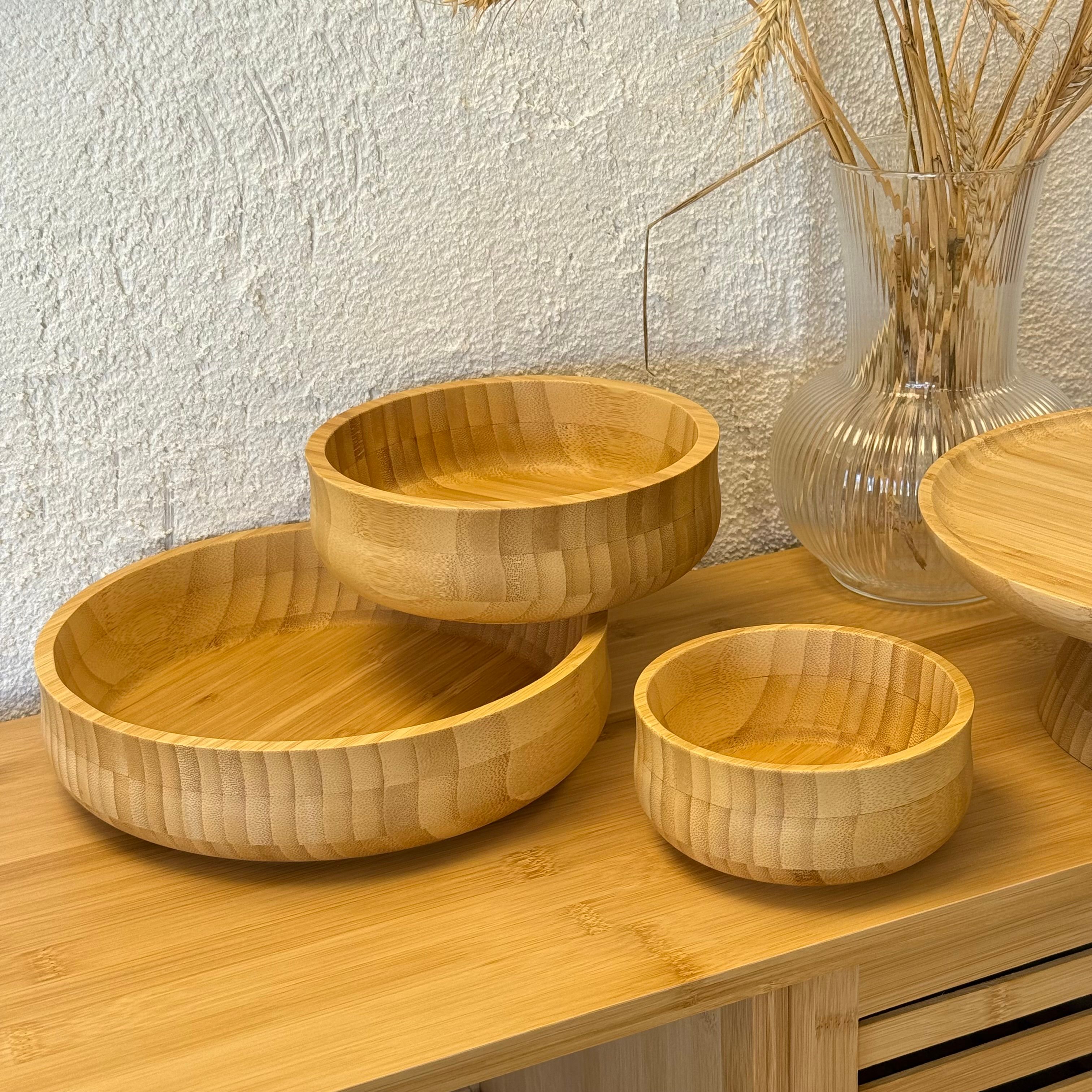 Bambu 3 Boy Yuvarlak Kase 24 cm, 18 cm, 13 cm 