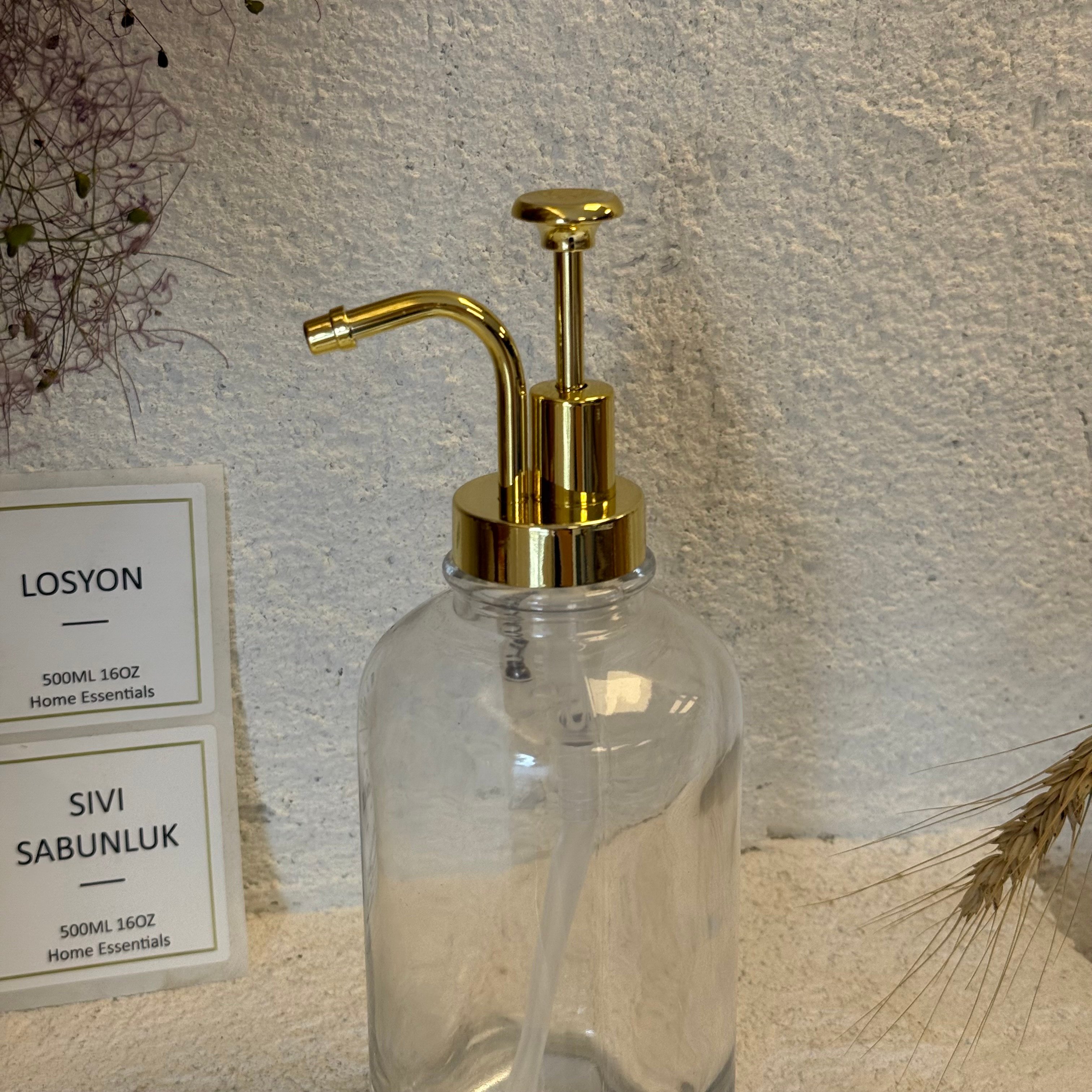 Bueno Silindir Cam Sıvı Sabunluk Gold 500 ml 