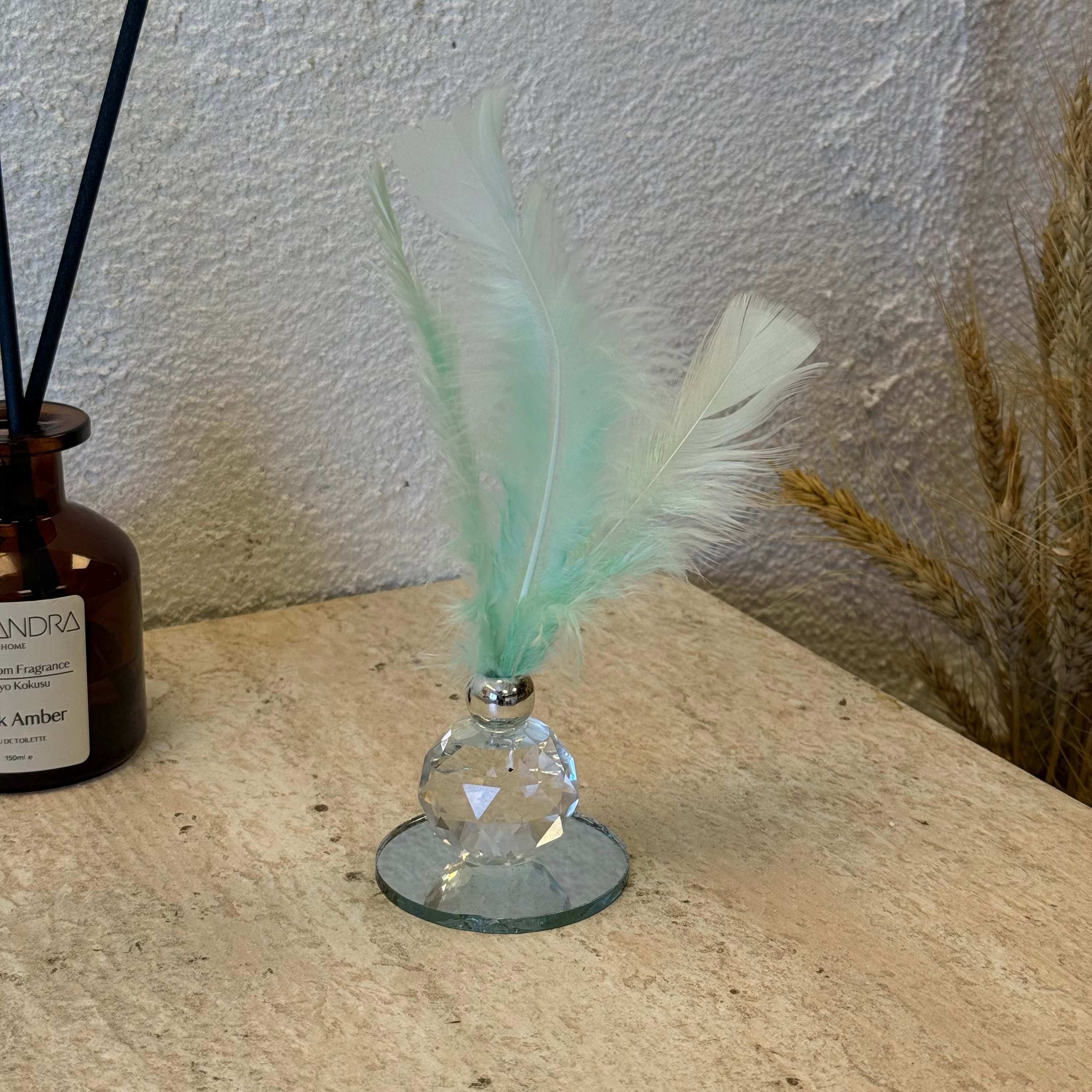 Aynalı Dekoratif Tüy 20 cm Mint 
