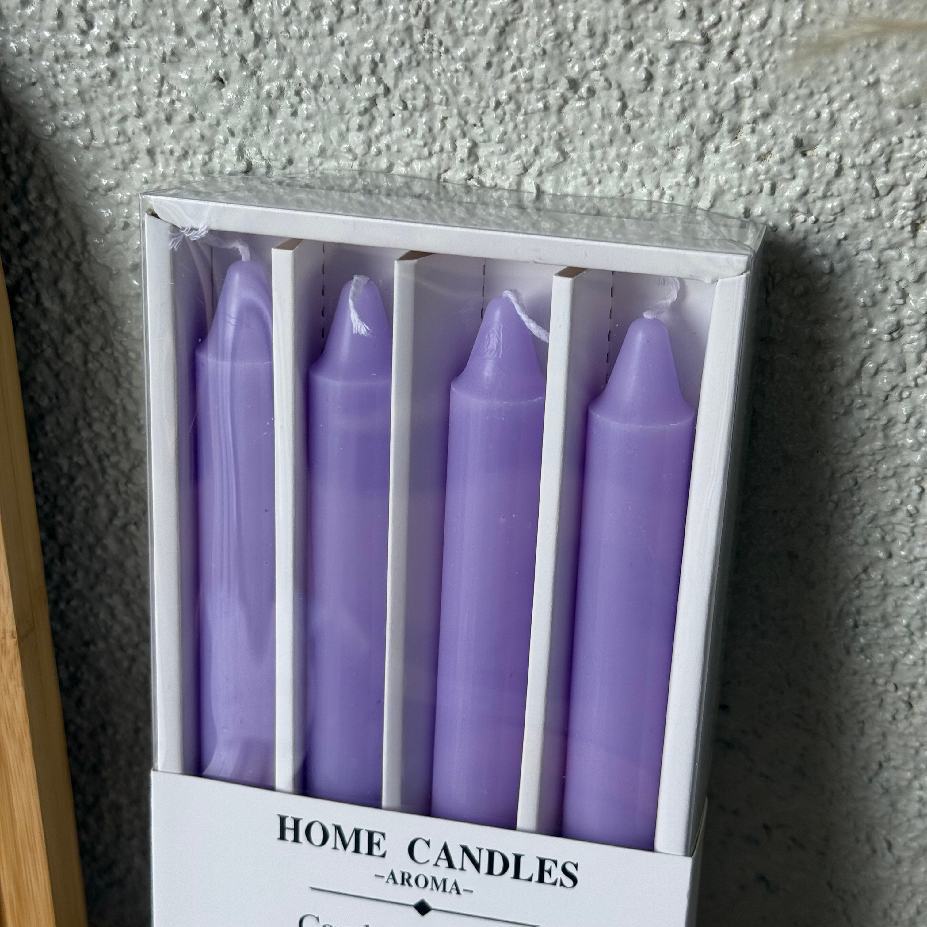 Home Candle 4 Lü Uzun Şamdan Mum Seti Lila 