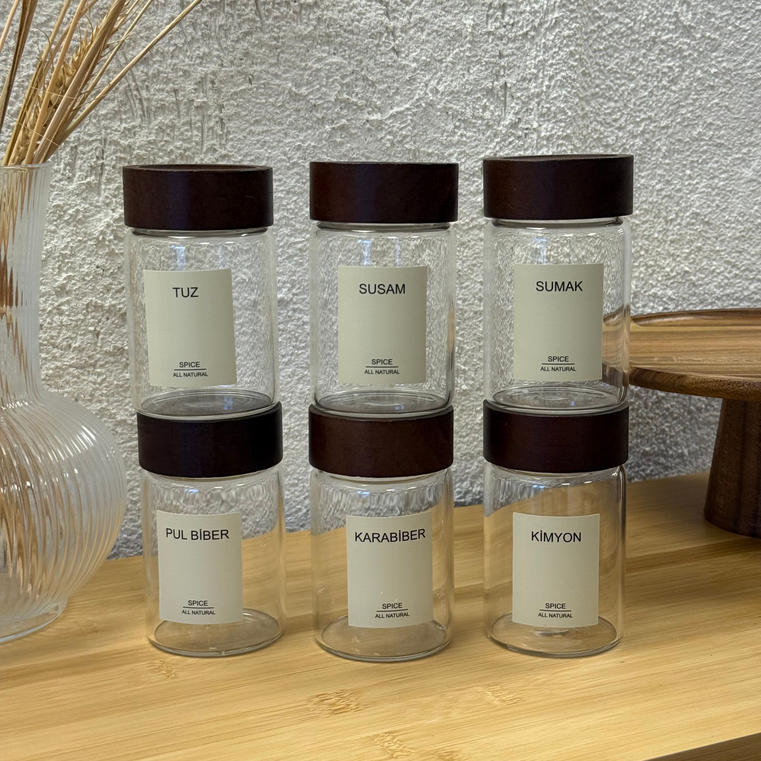 Strokka Akasya Kapaklı Silindir Kavanoz Seti 6 Adet 240 ml 