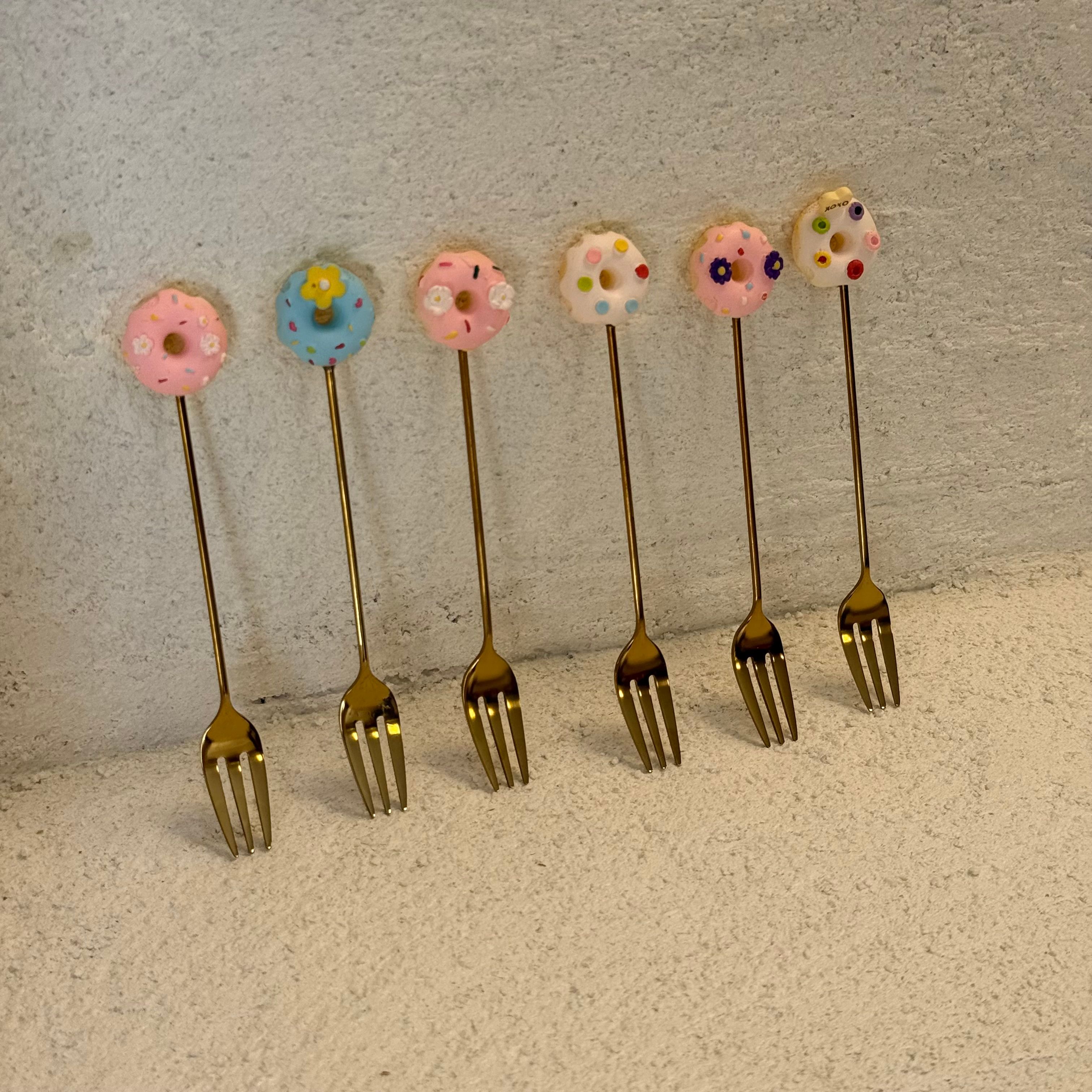 XoXo 6 Lı Tatlı Çatalı Gold 14 cm