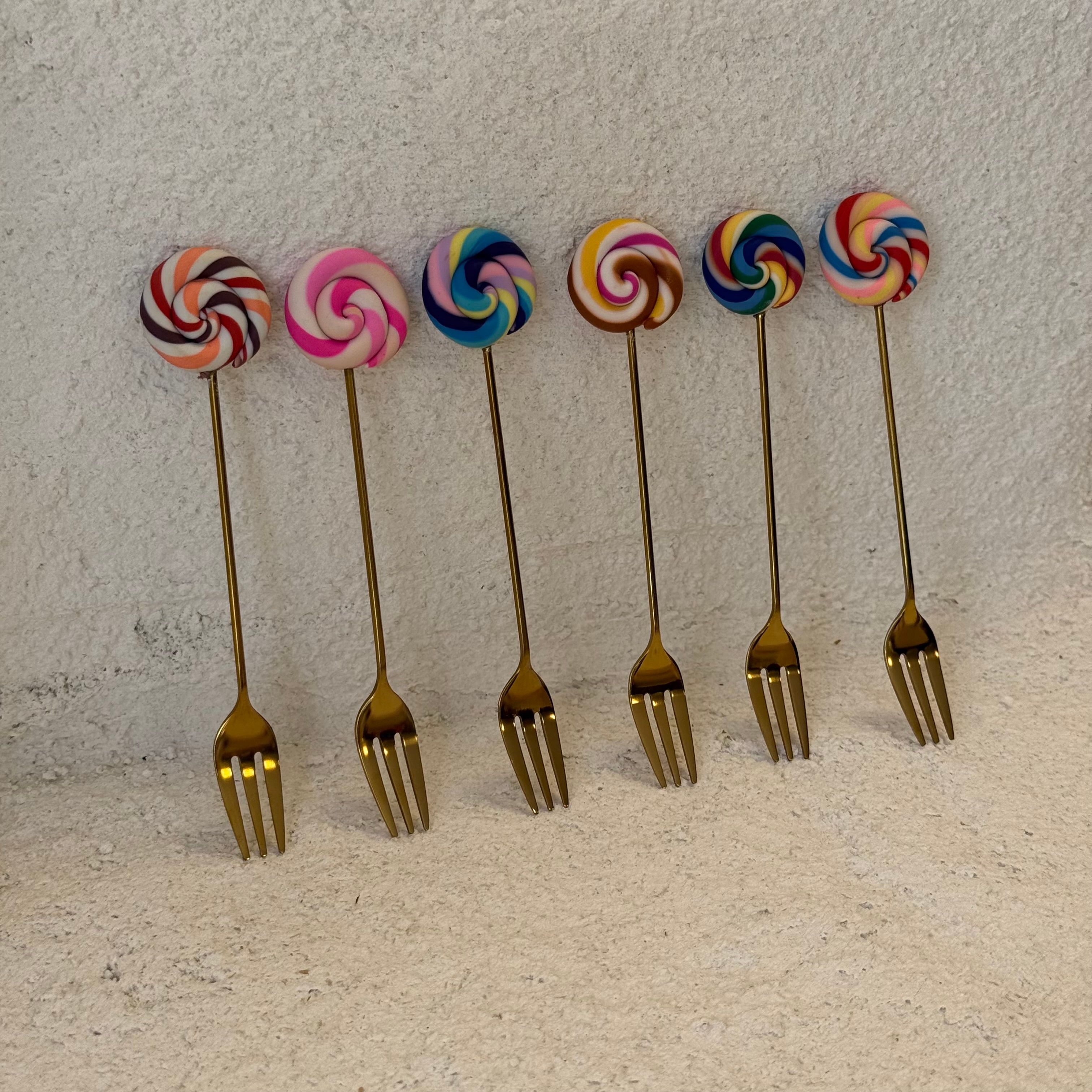 Rainbow 6 Lı Tatlı Çatalı Gold 14 cm
