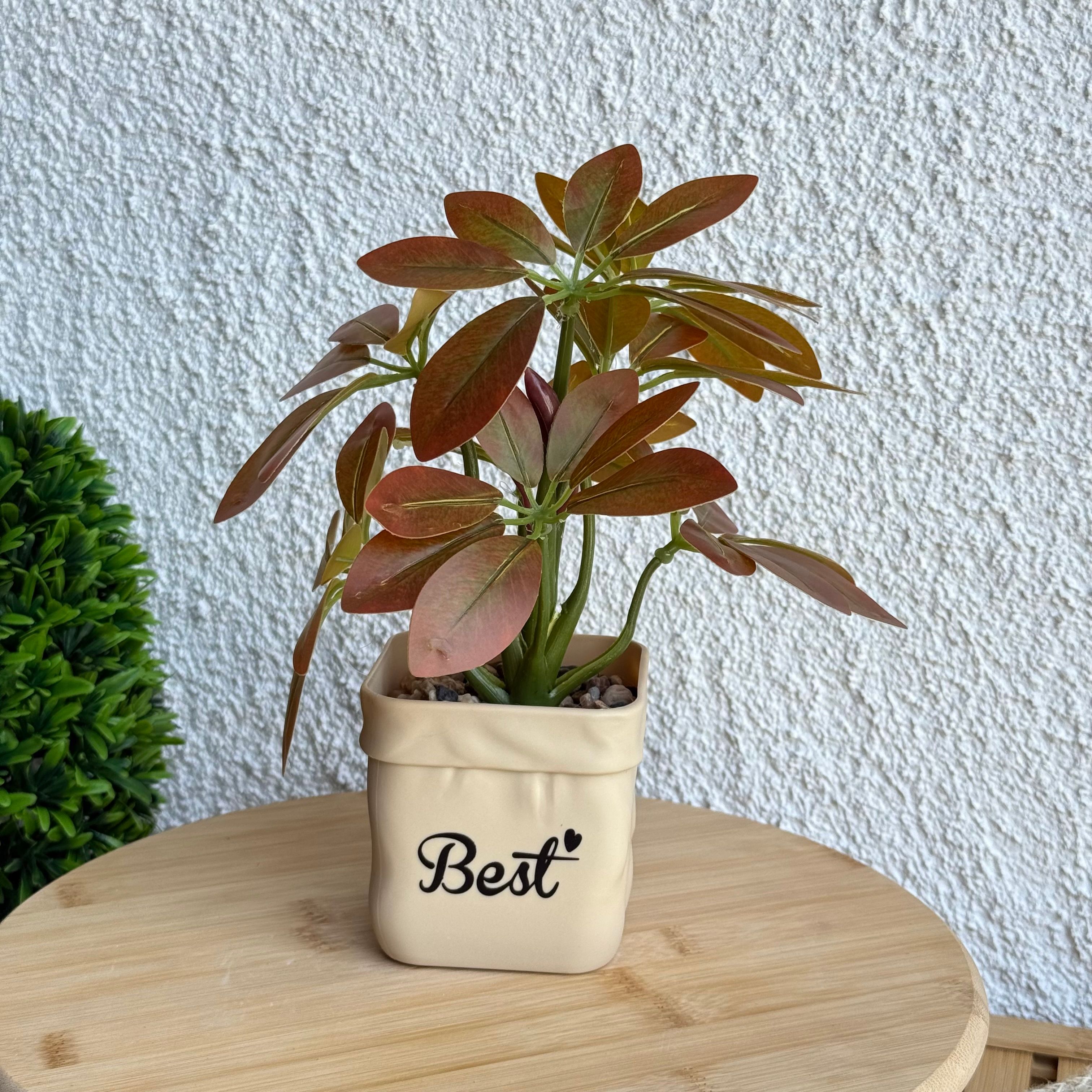 Best Saksılı Yapay Çiçek Koyu-Turuncu 25 cm 