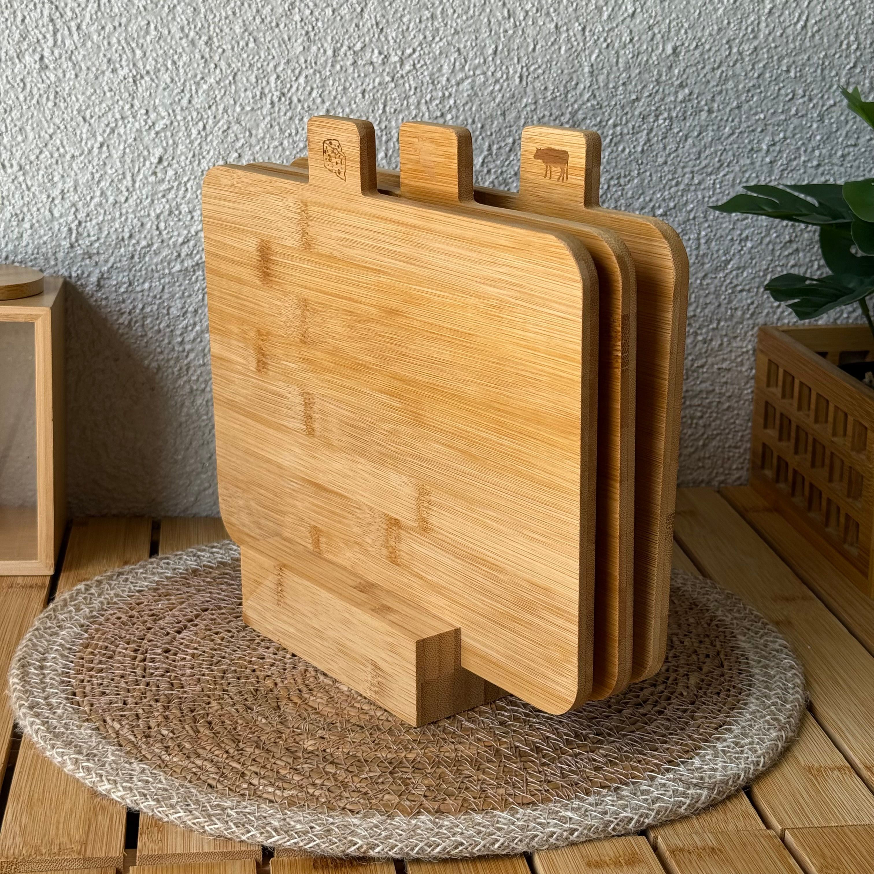 Sora Bambu 3 lü Kesme Tahtası Standlı 