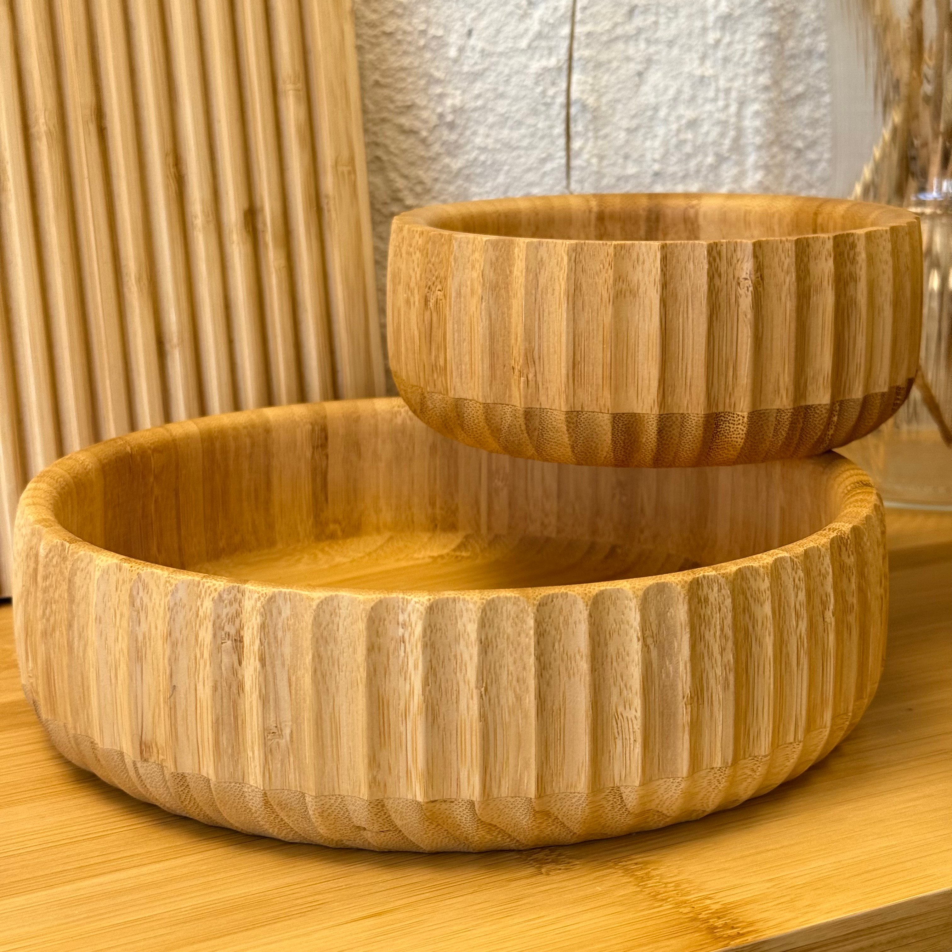 Bambu Yuvarlak İki Boy Oyuk Kase Seti 22 cm, 15 cm ( İYİ FİYAT)