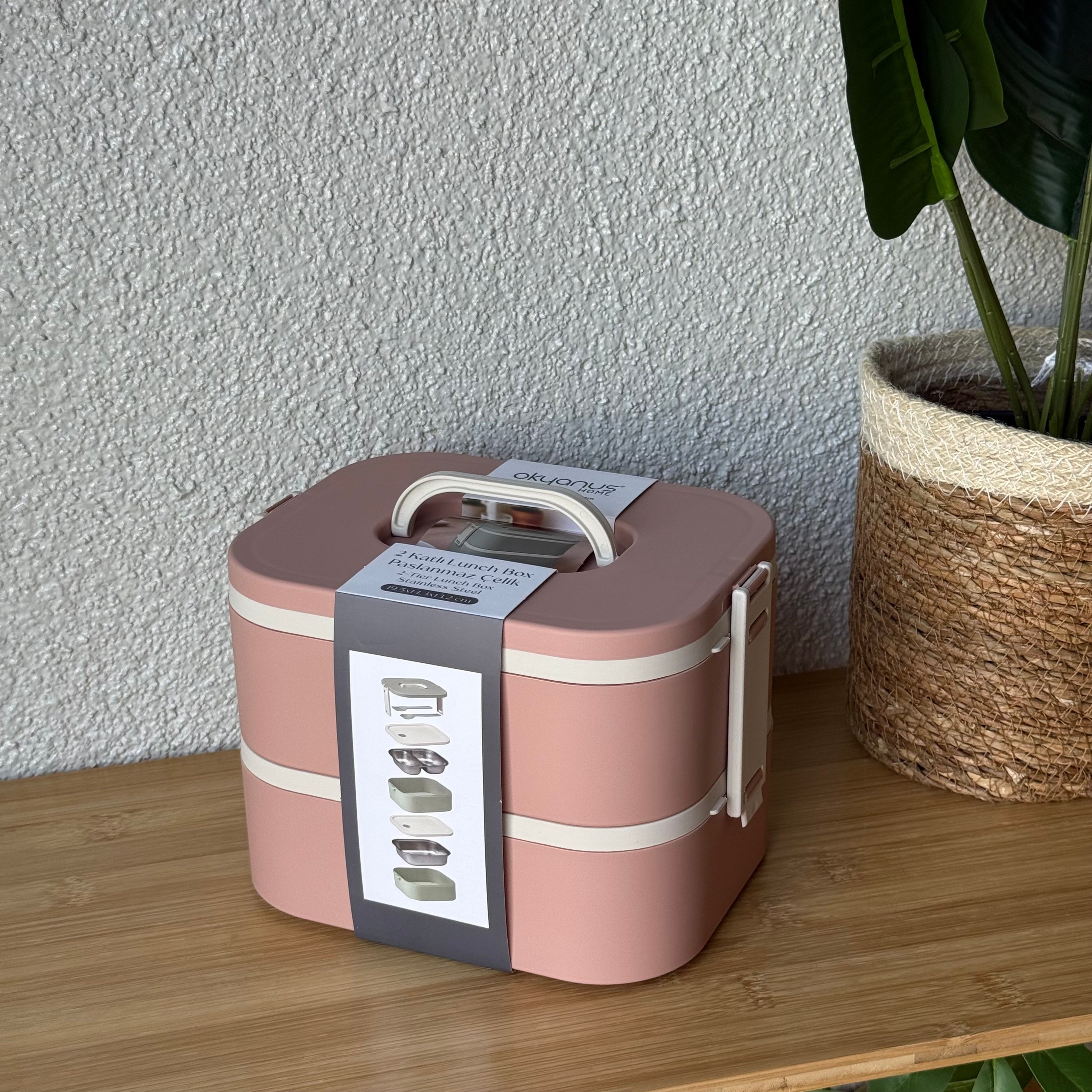 Okyanus 2 Katlı Lunch Box Pudra 19,5x14,3x13,2 CM 