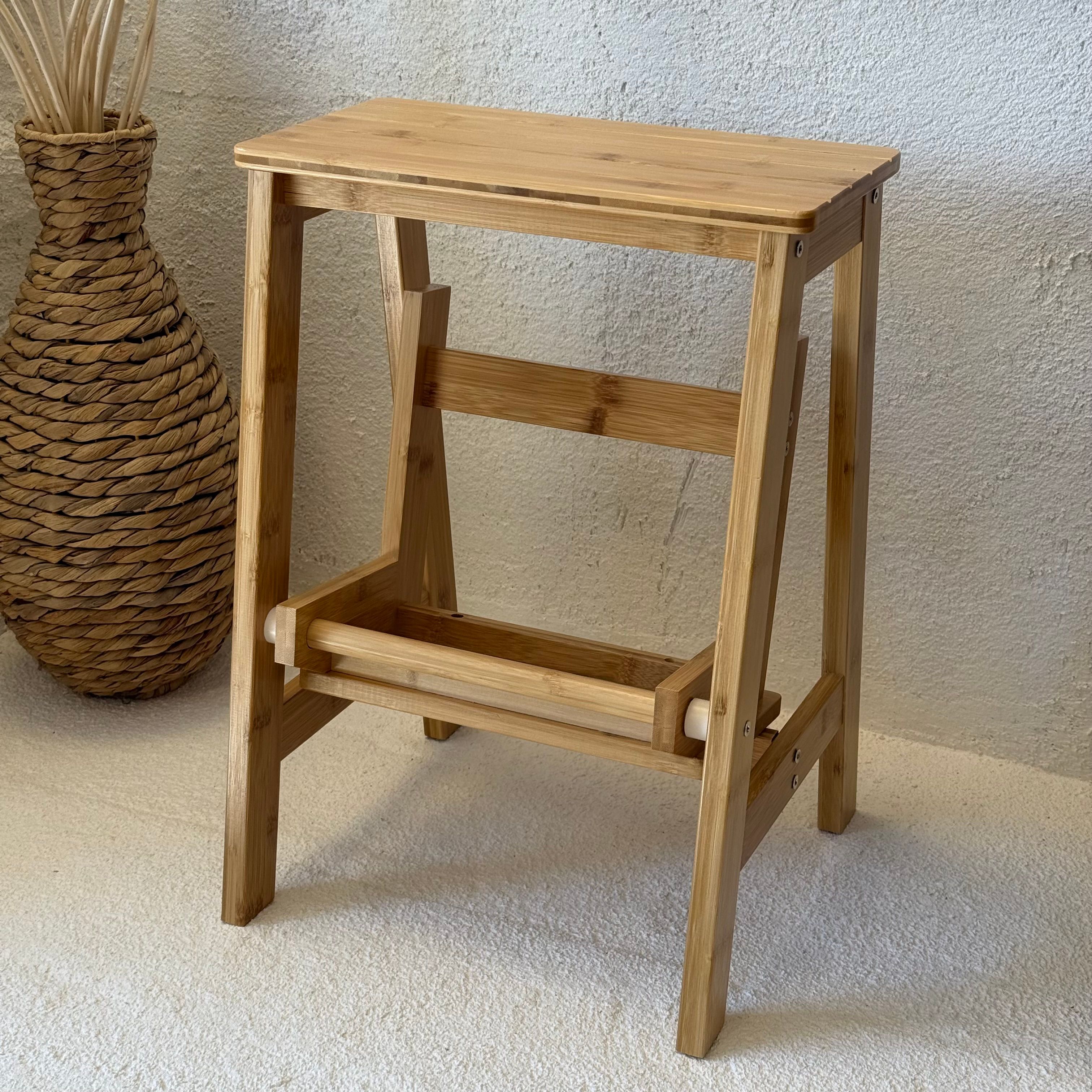 İKAE Bambu Mutfak Banyo Merdiveni (A Kalite) 53x38x48 cm 
