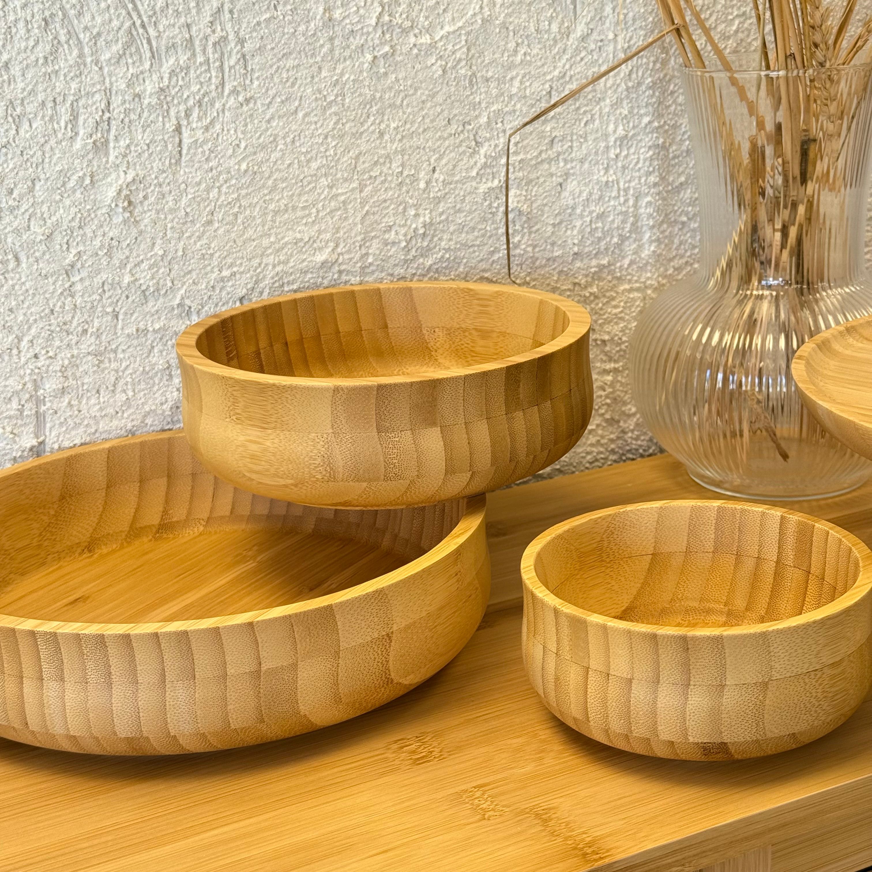 Bambu 3 Boy Yuvarlak Kase 24 cm, 18 cm, 13 cm 