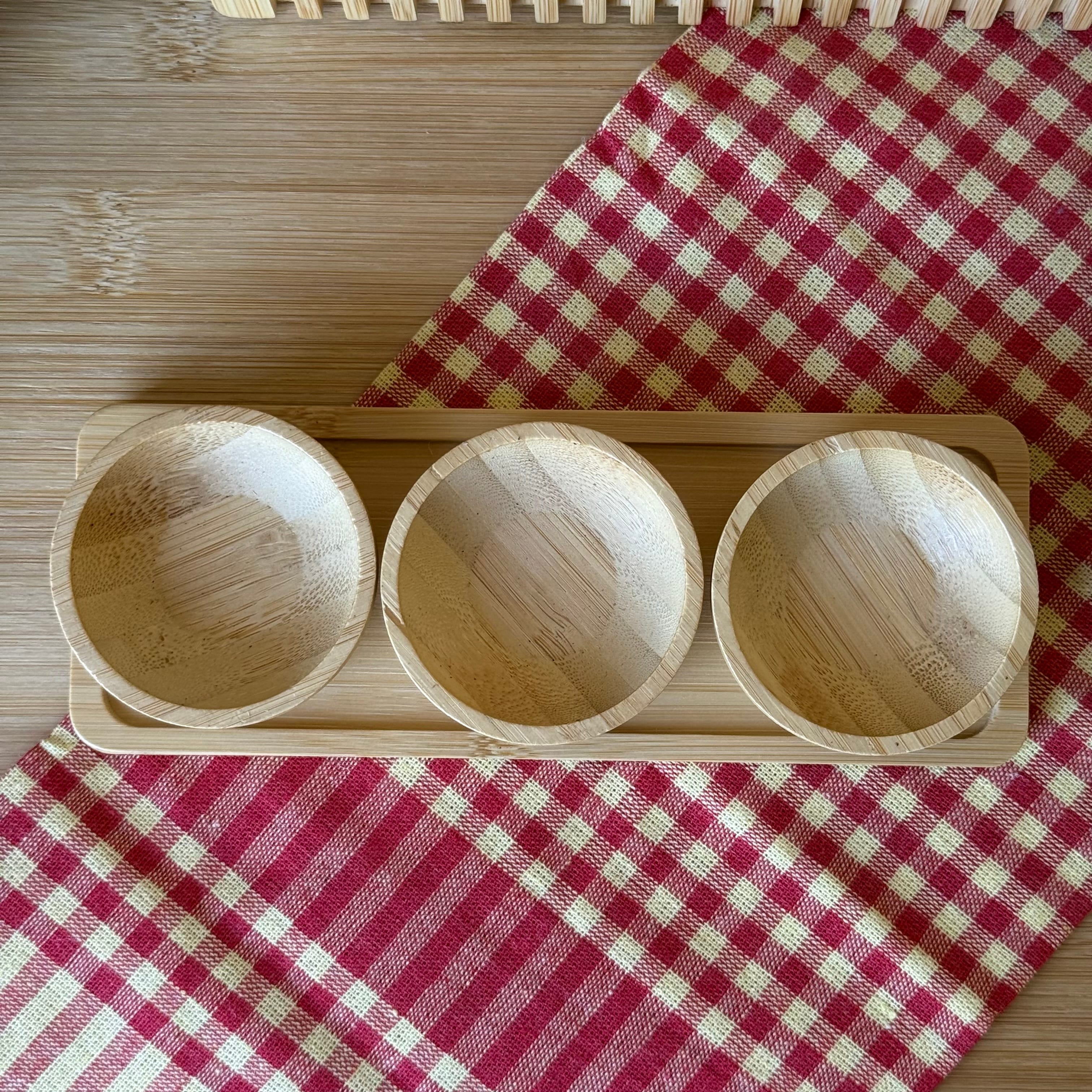 İvory Bambu Standlı Sosluk Reçelik Seti 19x7 CM 